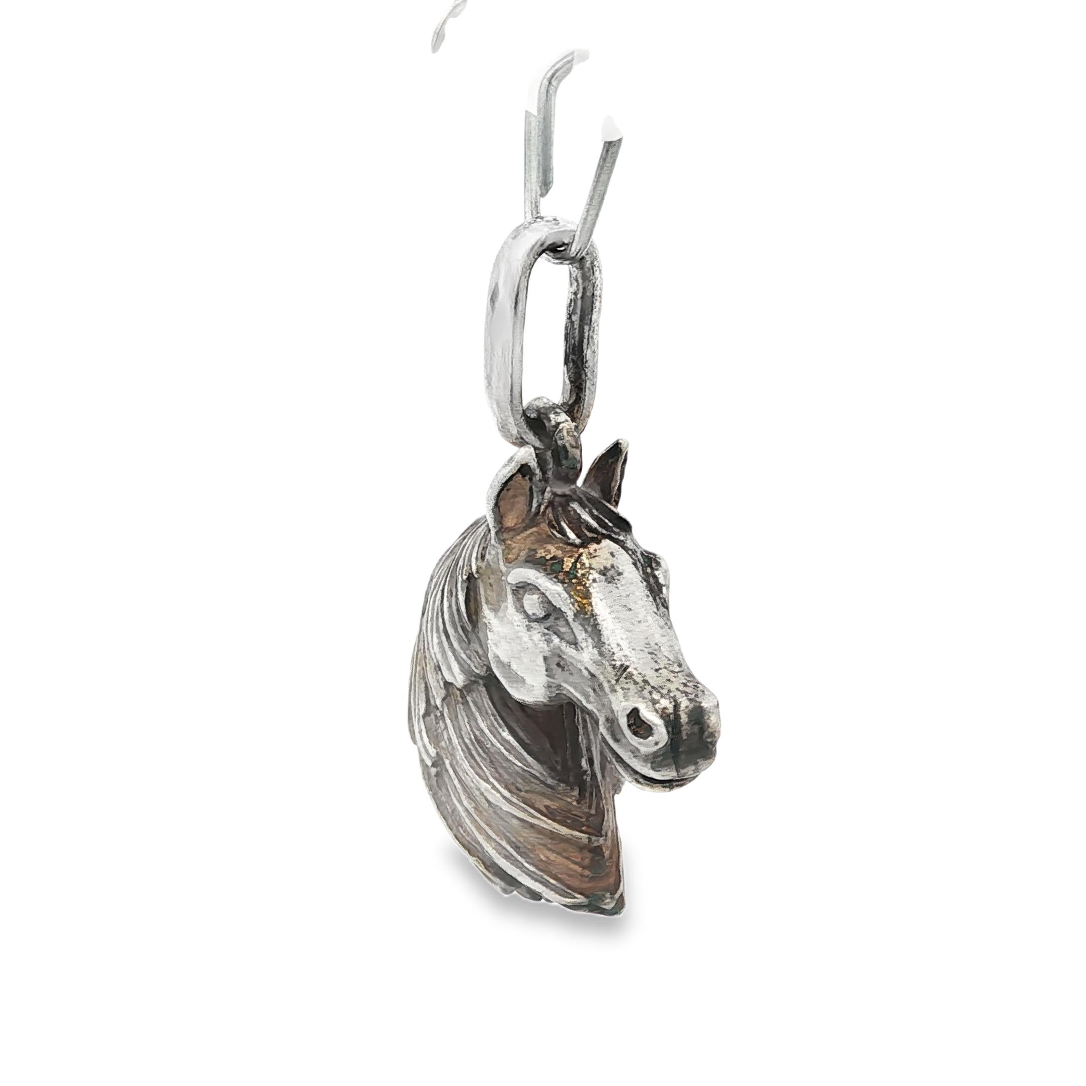 Silver Hermes Paris 1970 Horse Head Charm Pendant 17.30grs