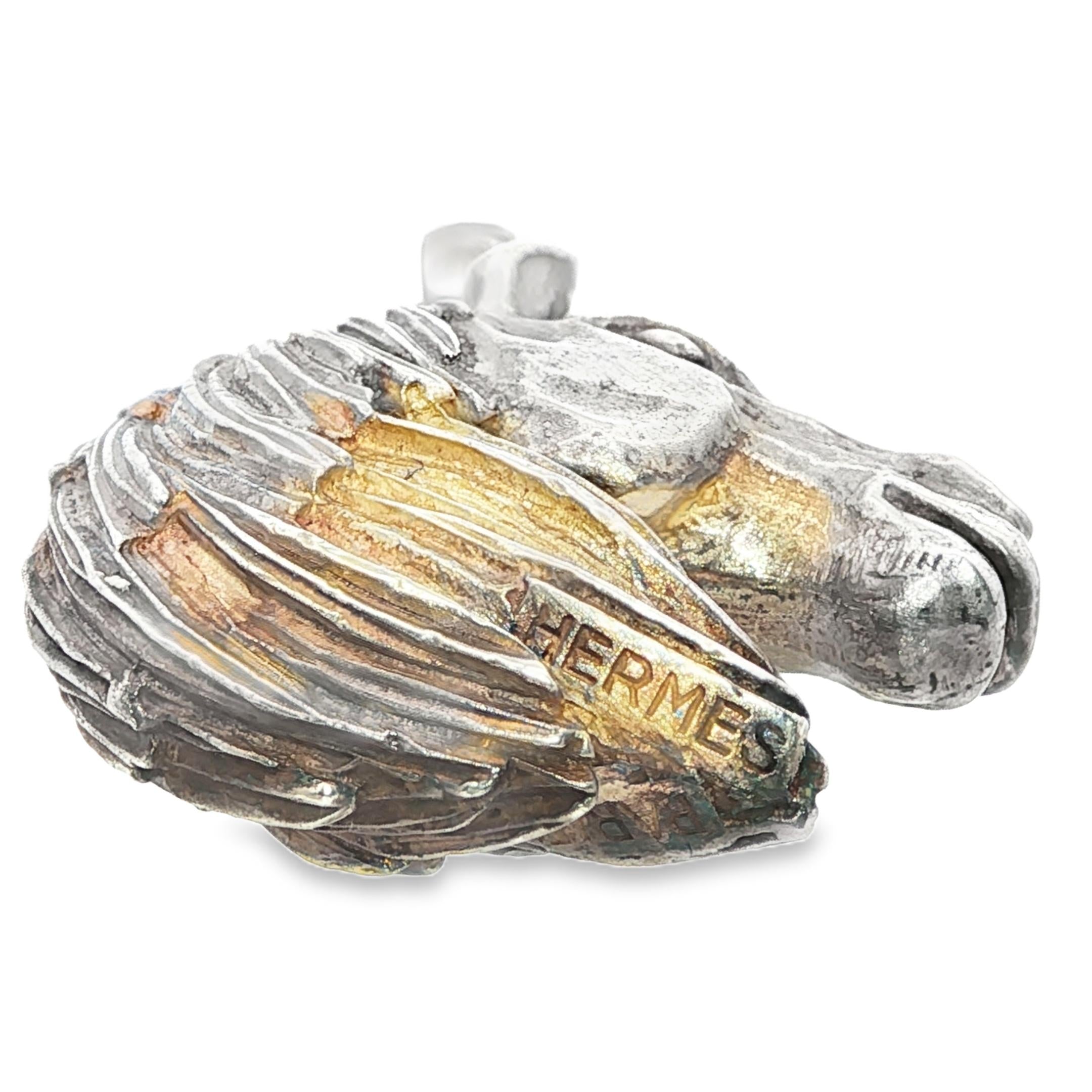 Silver Hermes Paris 1970 Horse Head Charm Pendant 17.30grs