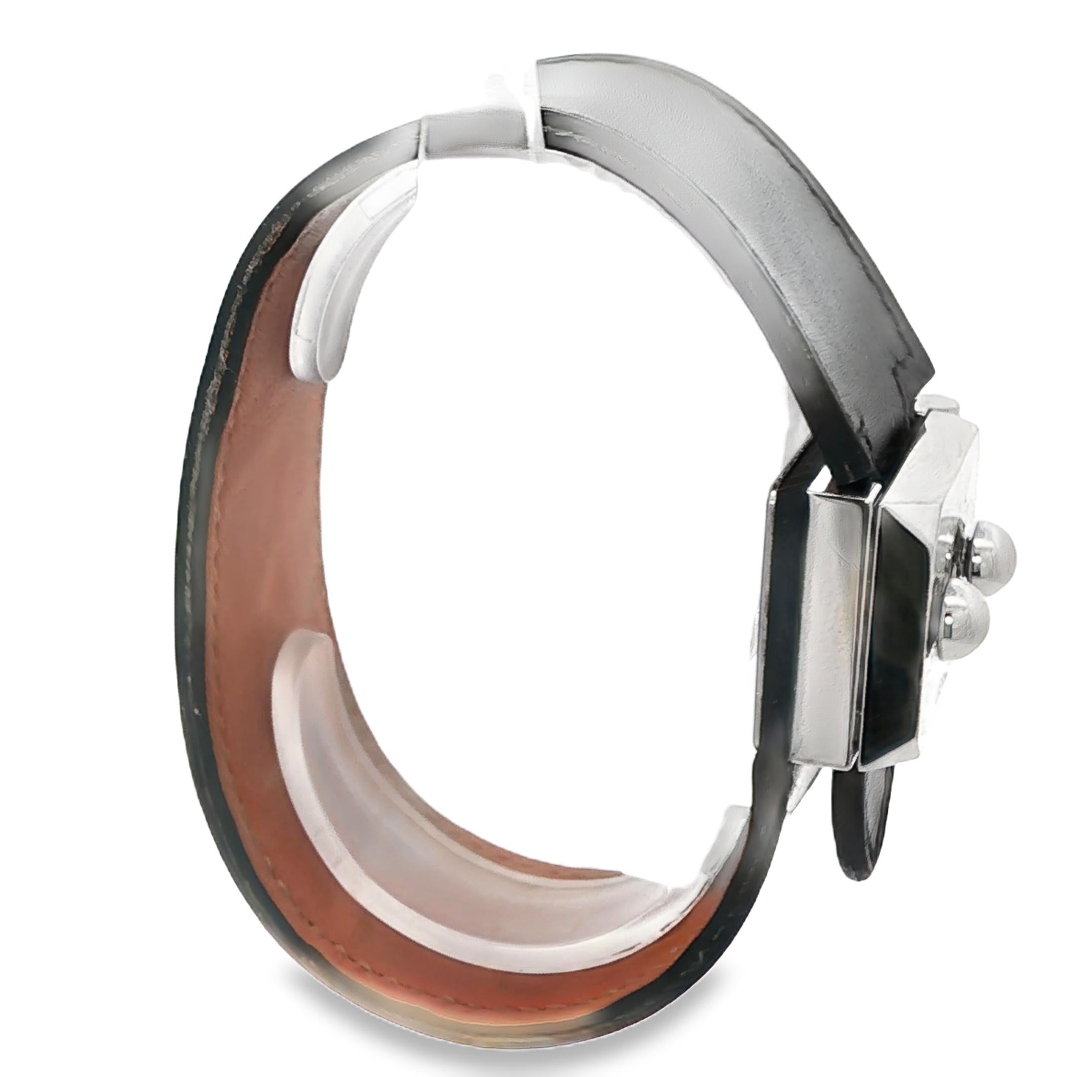 Silver Plated Hermes Paris "Depeche" Leather Bracelet 27mm