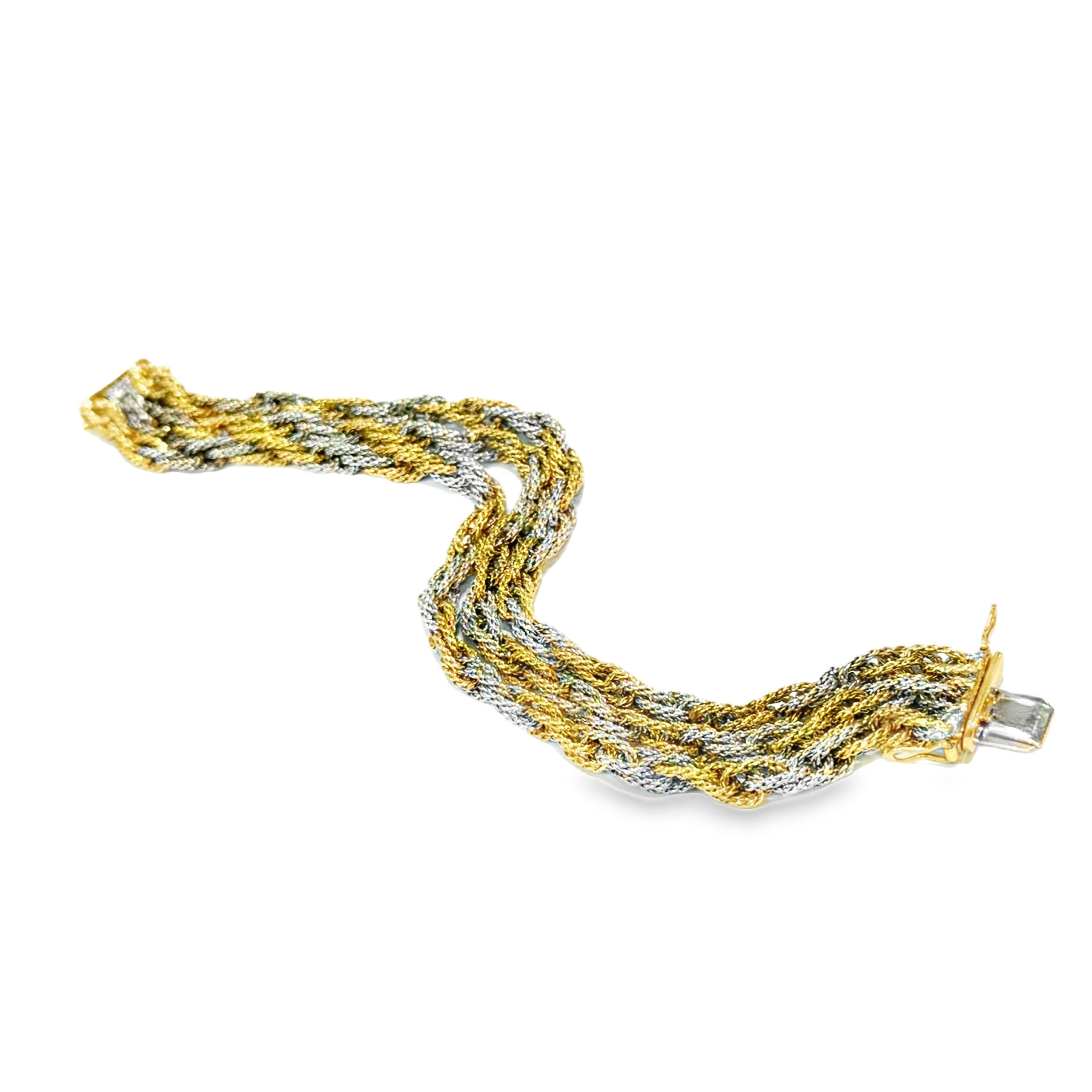 1970s Twisted Rope Bracelet in 18k Yellow and White Gold