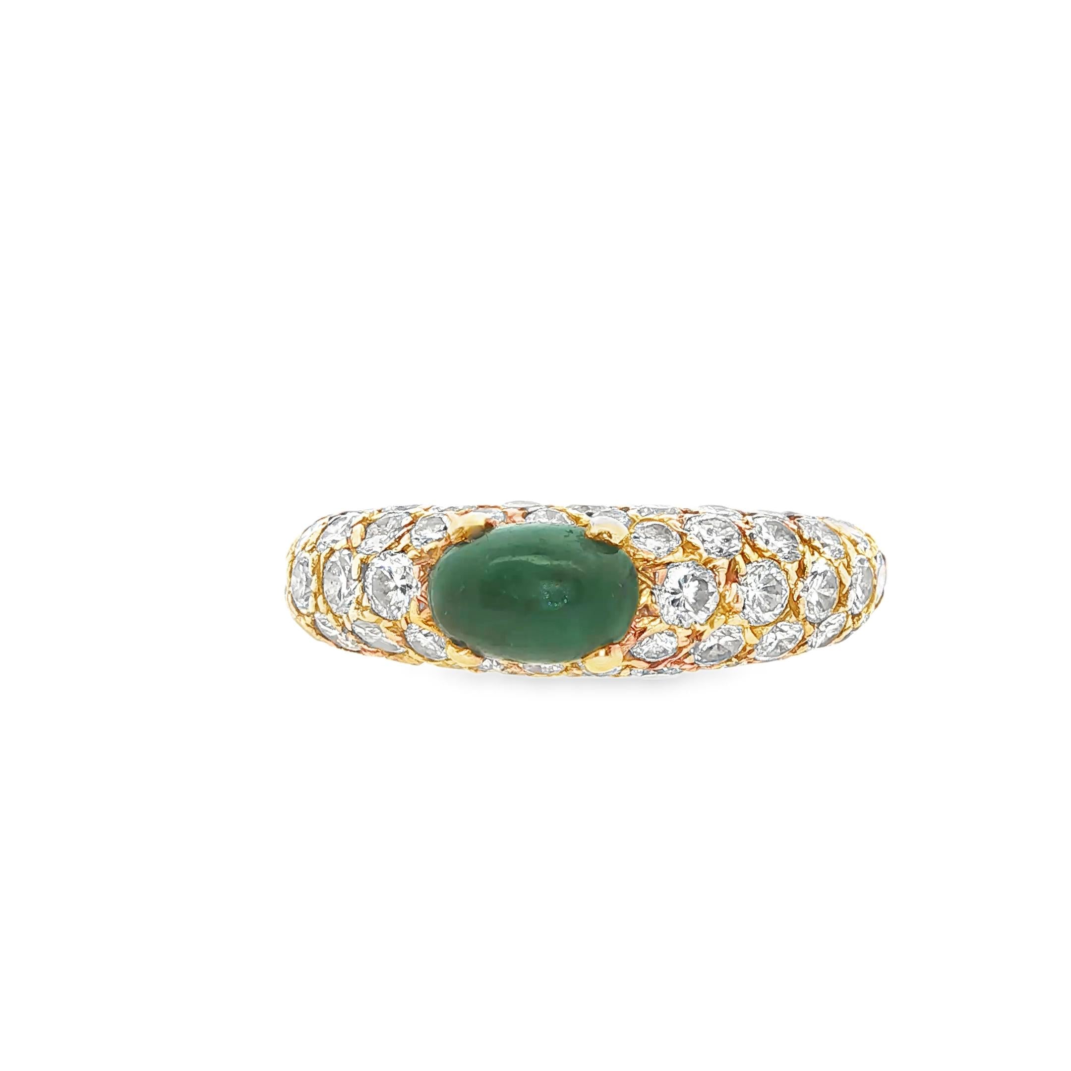 Cartier 1980s Emerald and Diamond Ring in 18K Yellow Gold
