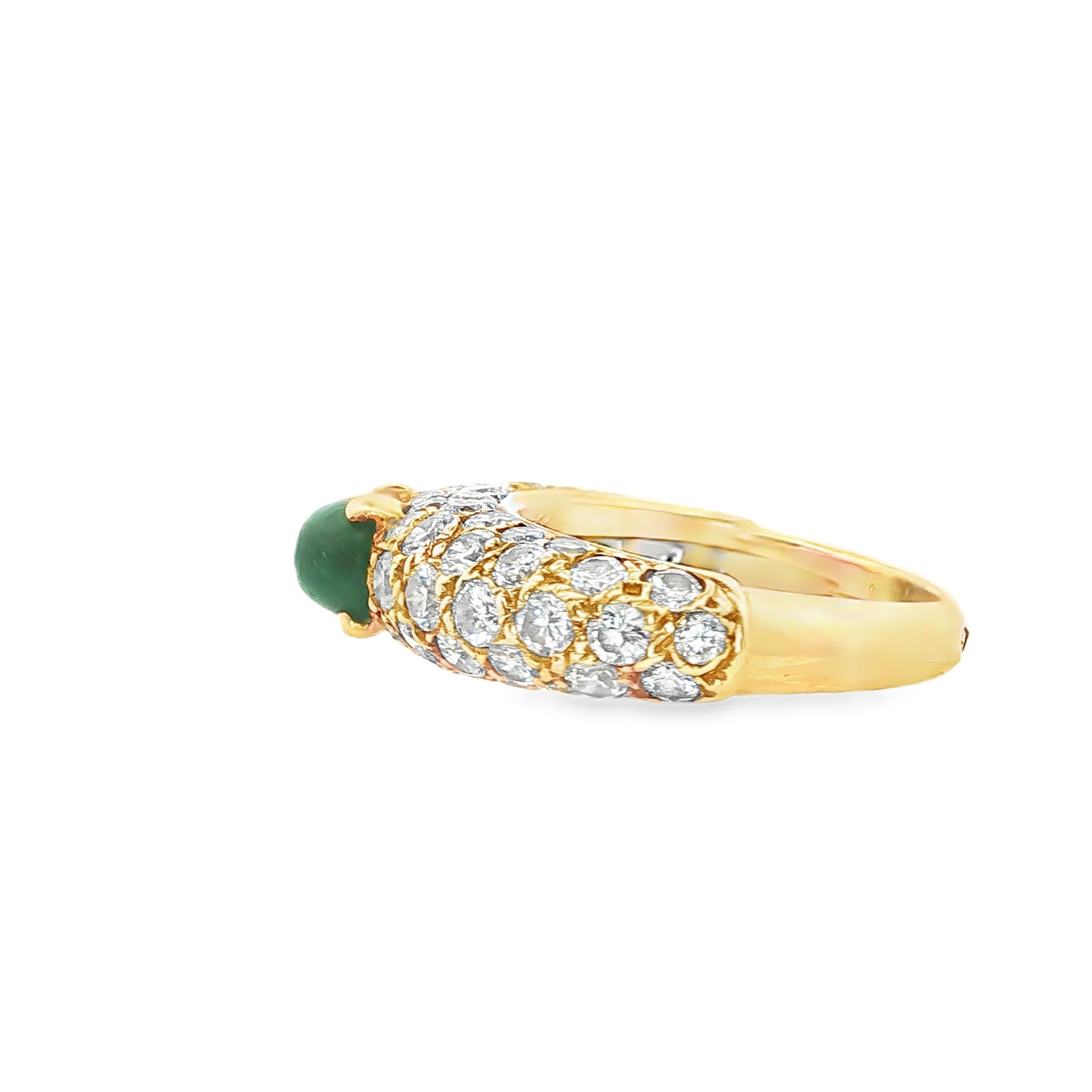 Cartier 1980s Emerald and Diamond Ring in 18K Yellow Gold