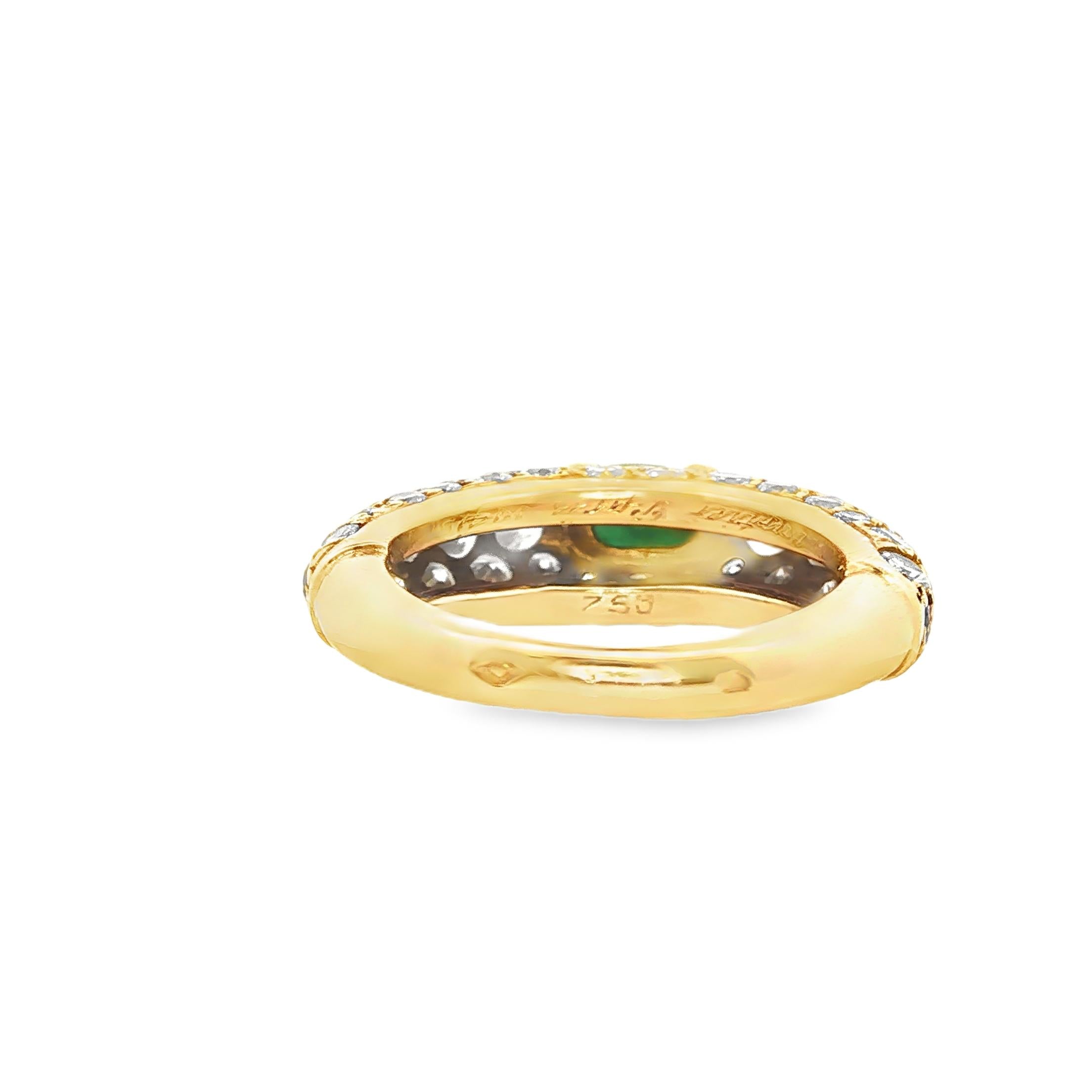 Cartier 1980s Emerald and Diamond Ring in 18K Yellow Gold