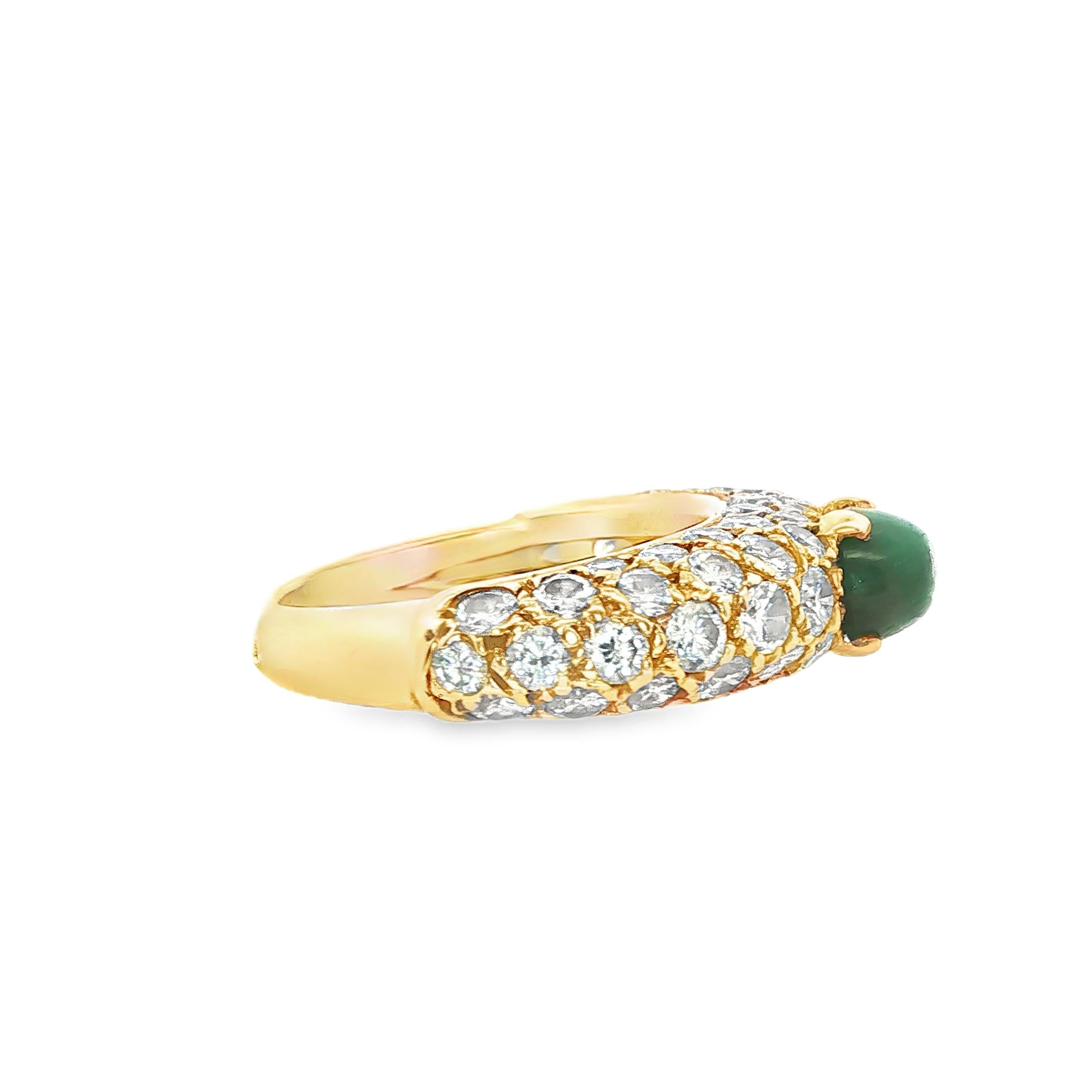 Cartier 1980s Emerald and Diamond Ring in 18K Yellow Gold