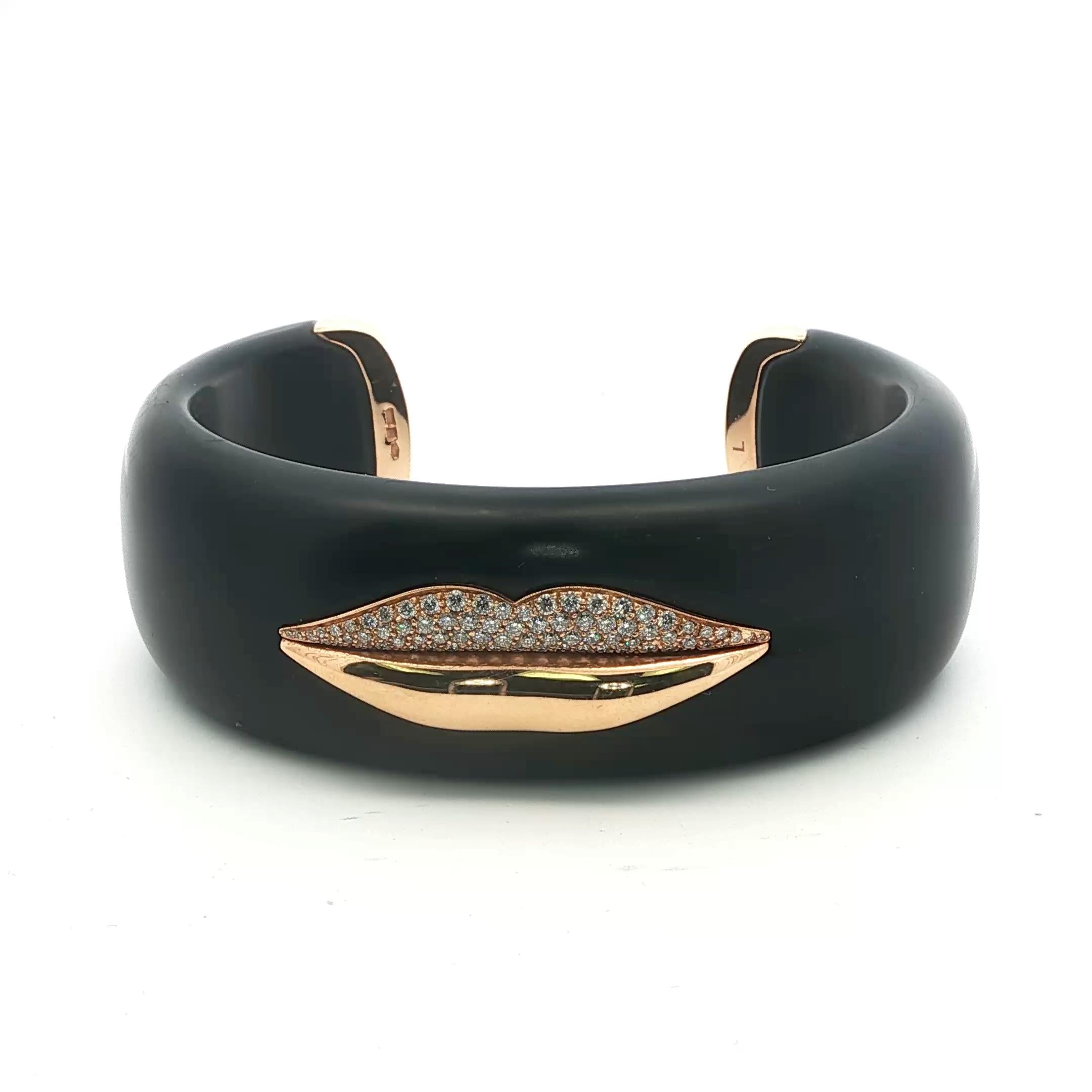 Enigma by Gianni Bulgari: Diamond Lips Bangle in Gold & Wood