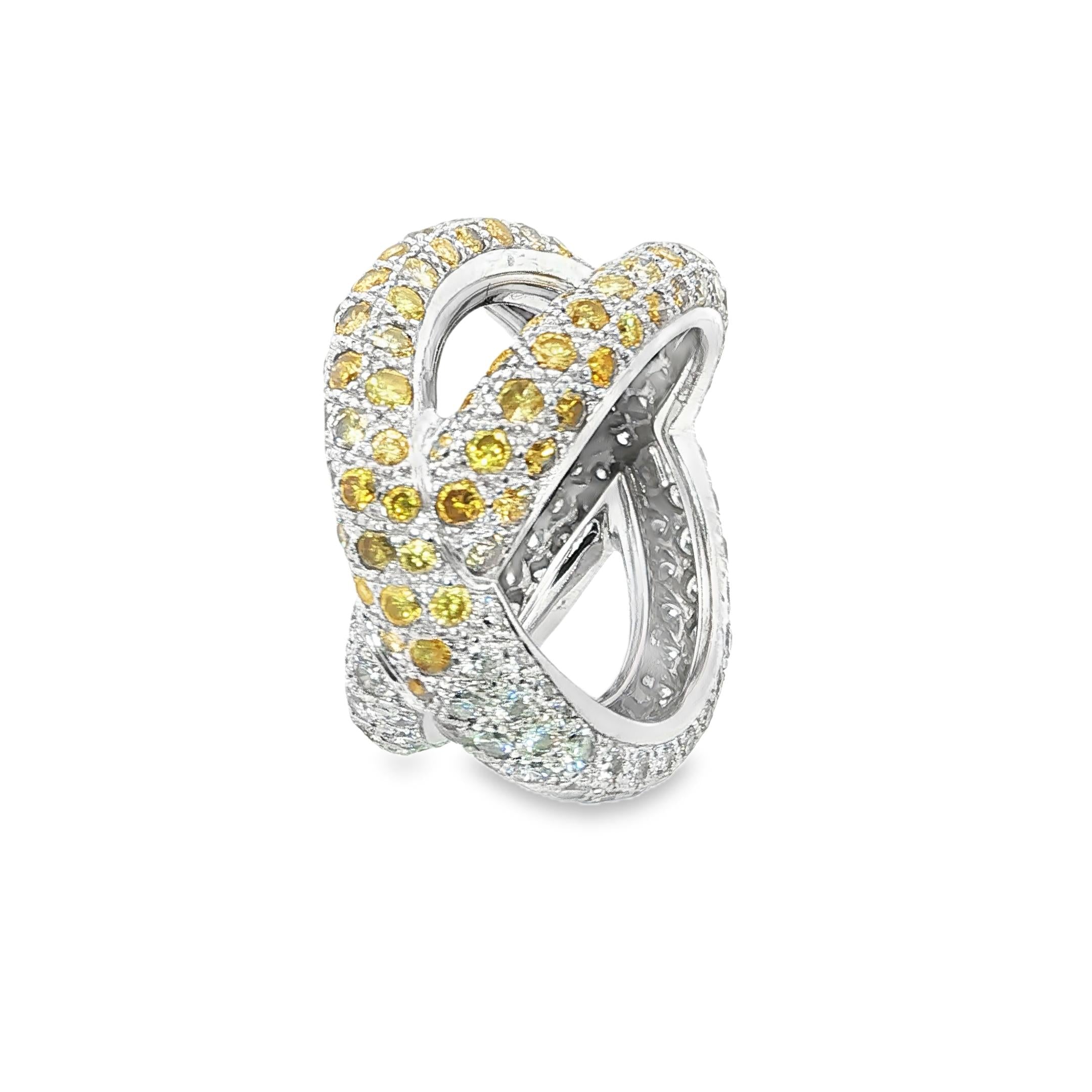 18K White Gold CLAUDE BEHAR Yellow and White Diamond Ring