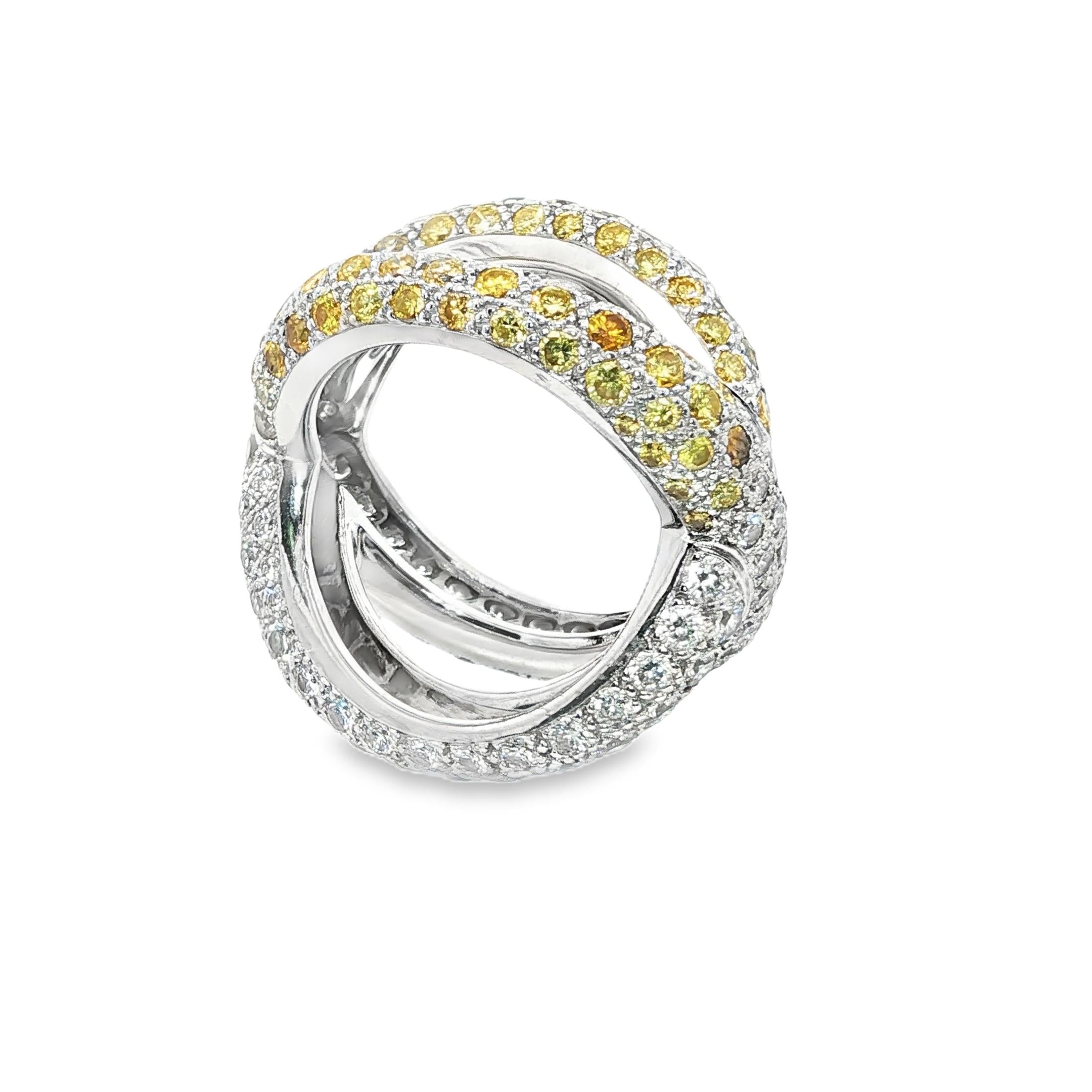 18K White Gold CLAUDE BEHAR Yellow and White Diamond Ring