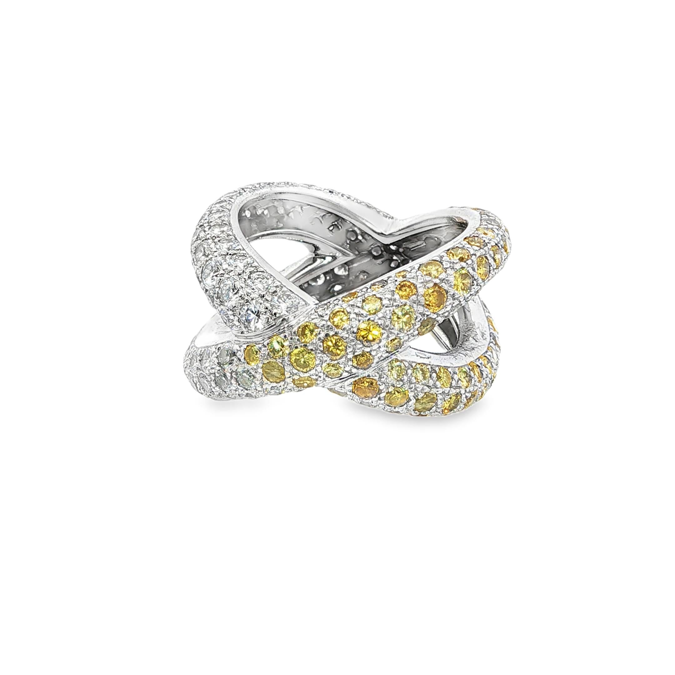 18K White Gold CLAUDE BEHAR Yellow and White Diamond Ring
