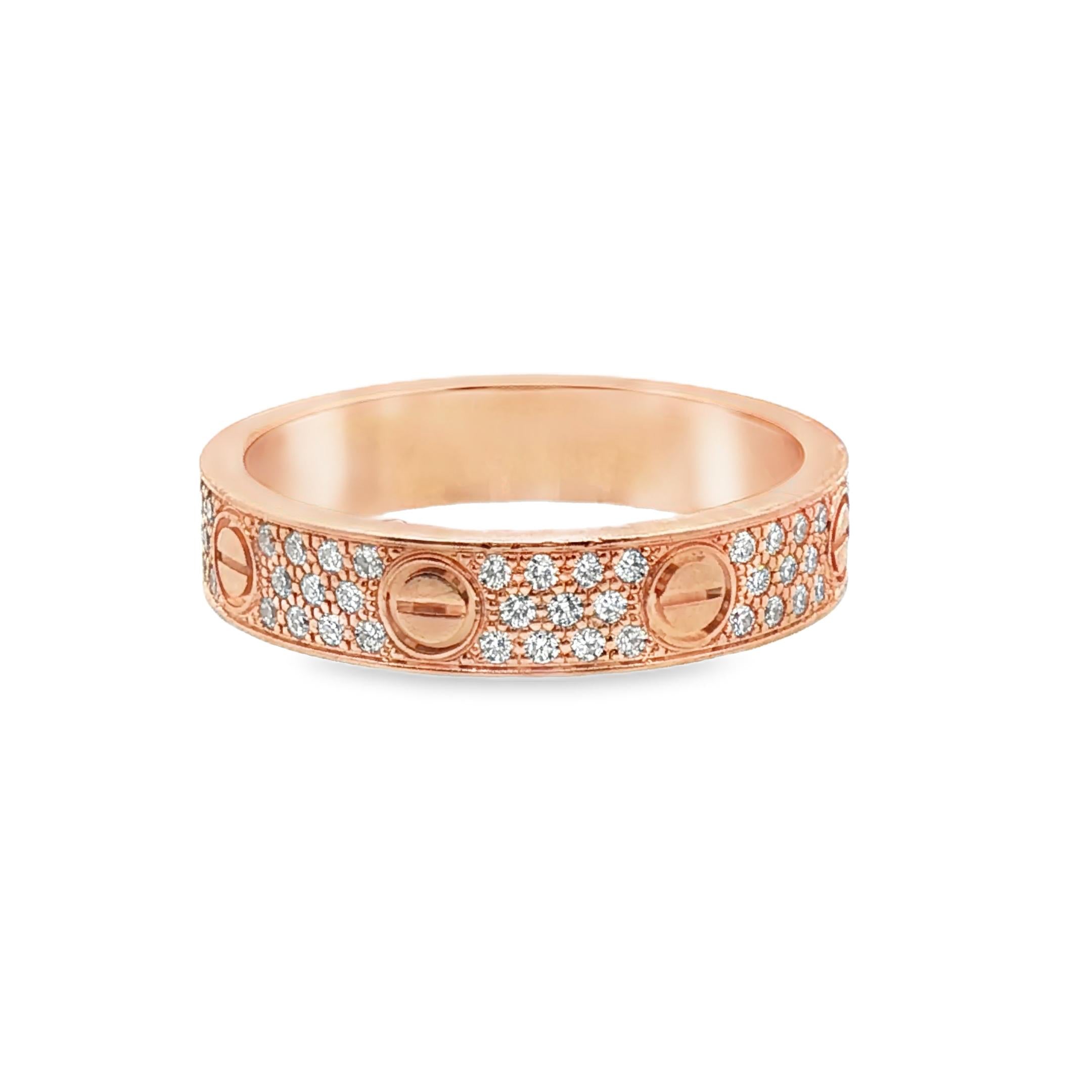 Cartier Love Ring, Full Pavé in Rose Gold