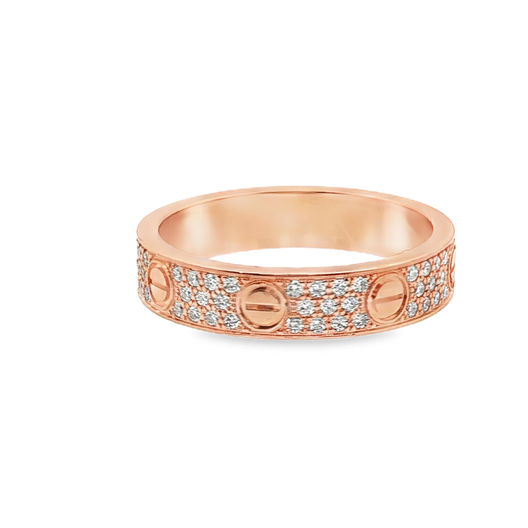 Cartier Love Ring, Full Pavé in Rose Gold
