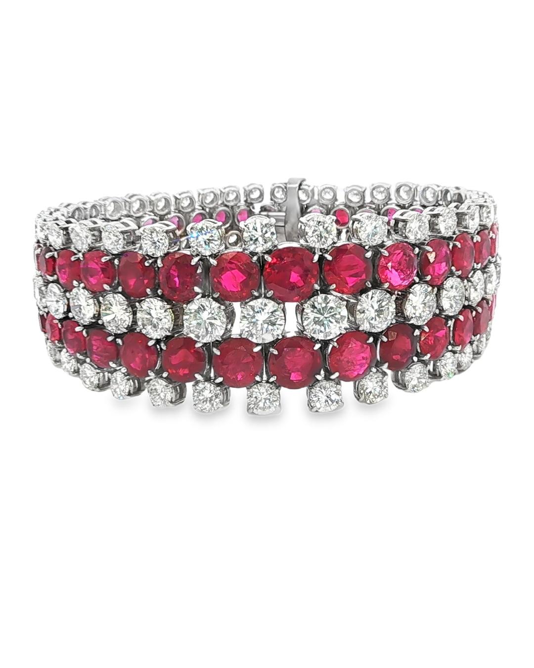 1960 Burmese Ruby and Diamond Bracelet in White Gold