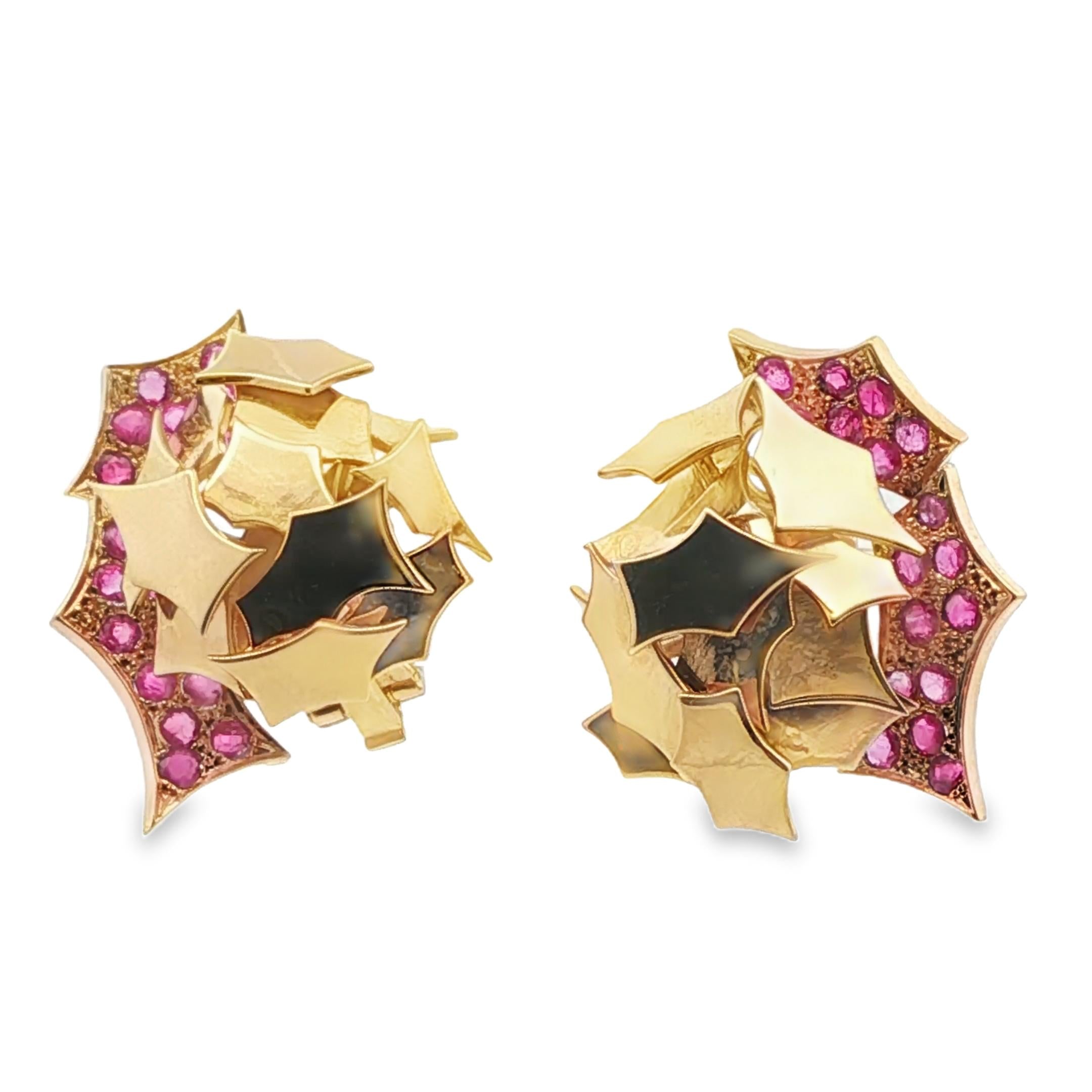 Vintage 18K Gold and Ruby Clip-On Earrings