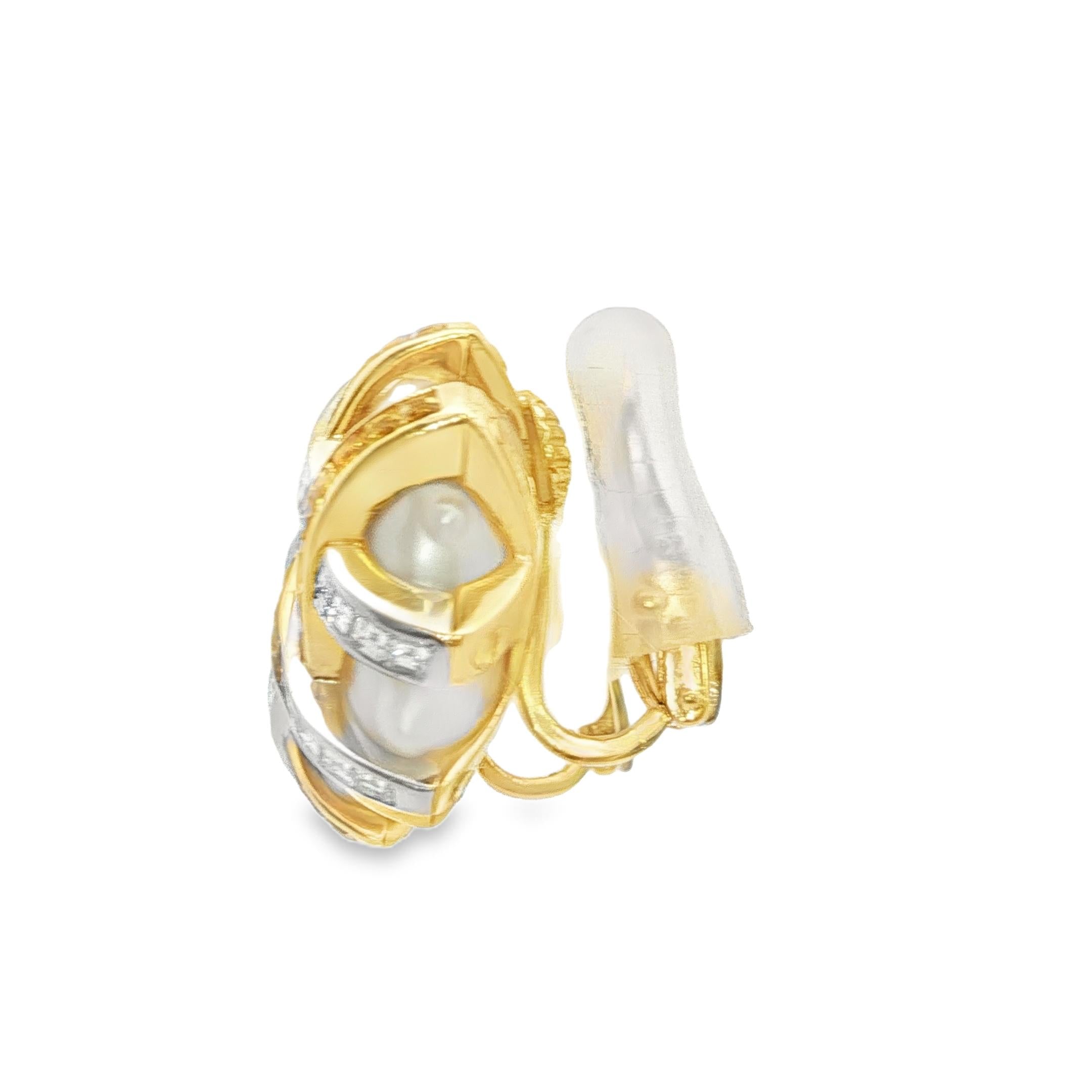 Platinum, Gold, Diamond, Yellow Sapphire, and Pearl Earrings