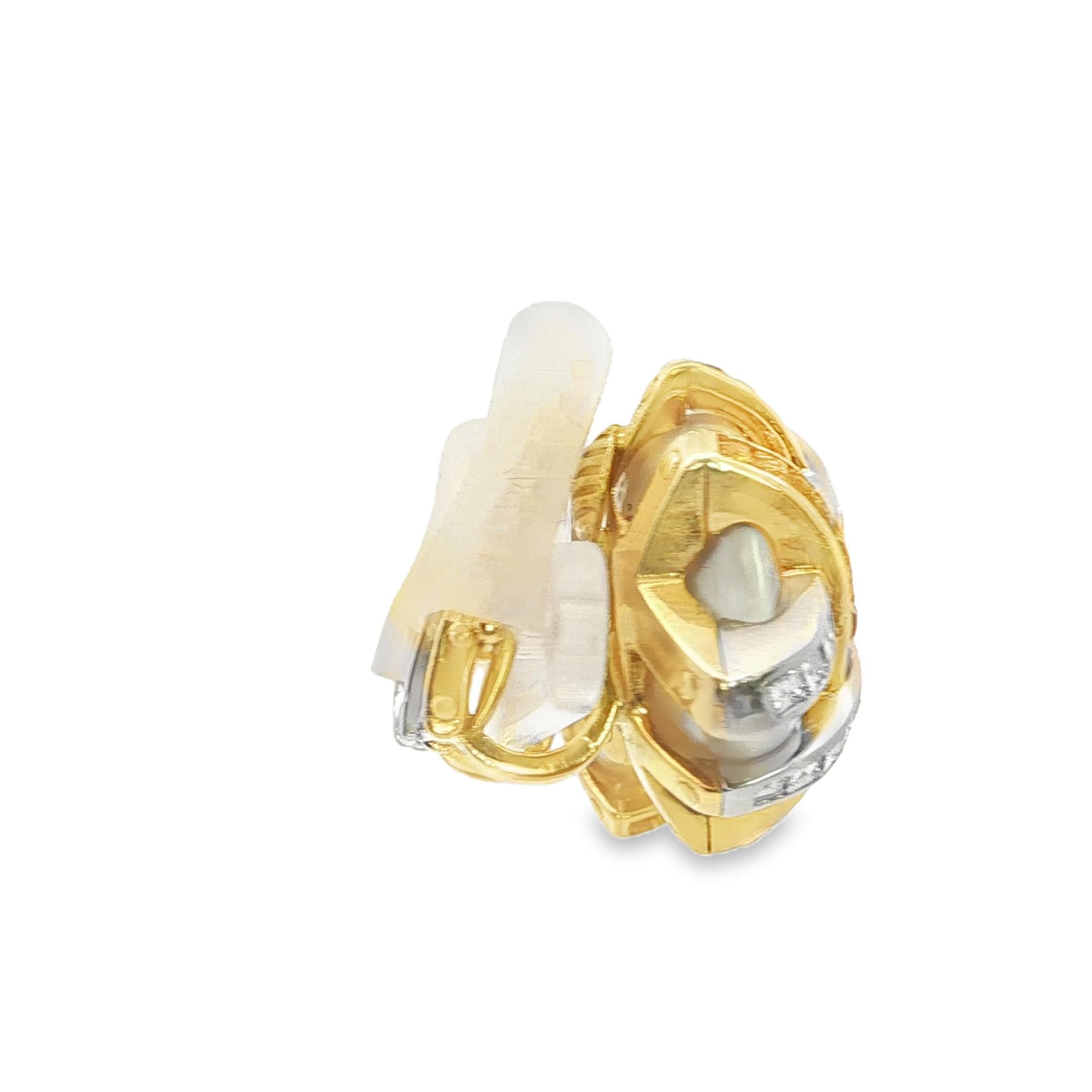 Platinum, Gold, Diamond, Yellow Sapphire, and Pearl Earrings