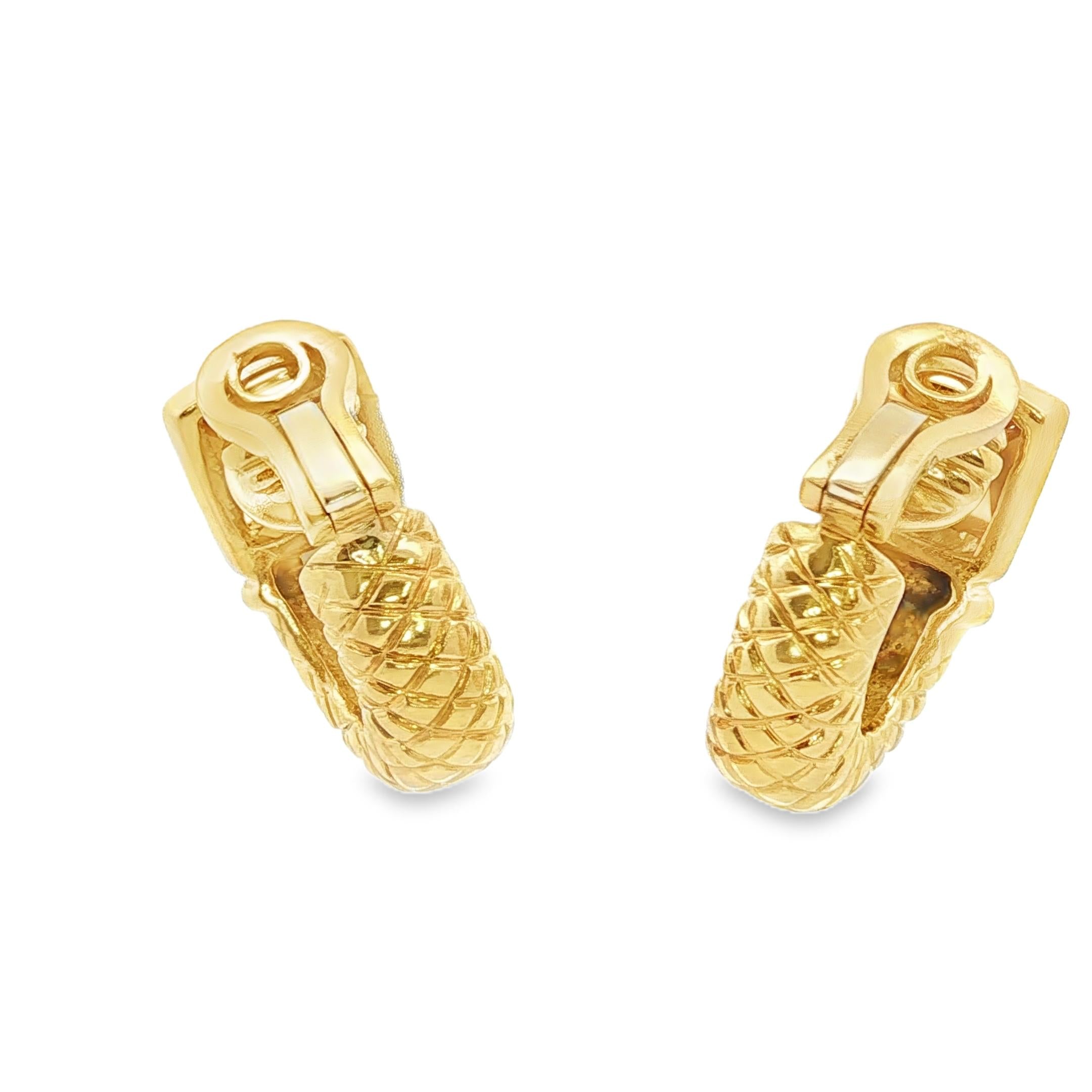 18k Yellow Gold Italian Contemporary Gold Citrine Earrings