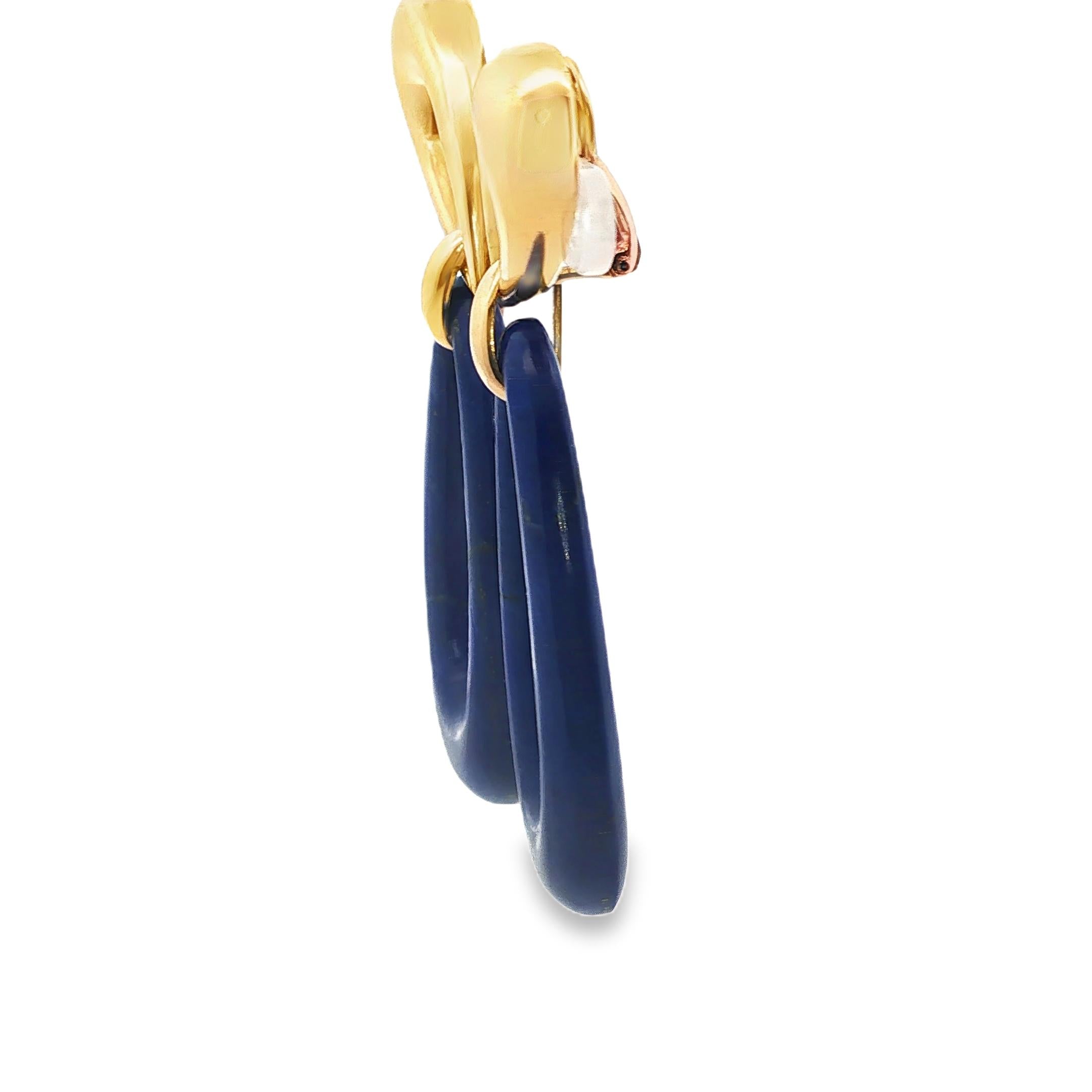 18K French 1970's Lapis Dangle Earrings