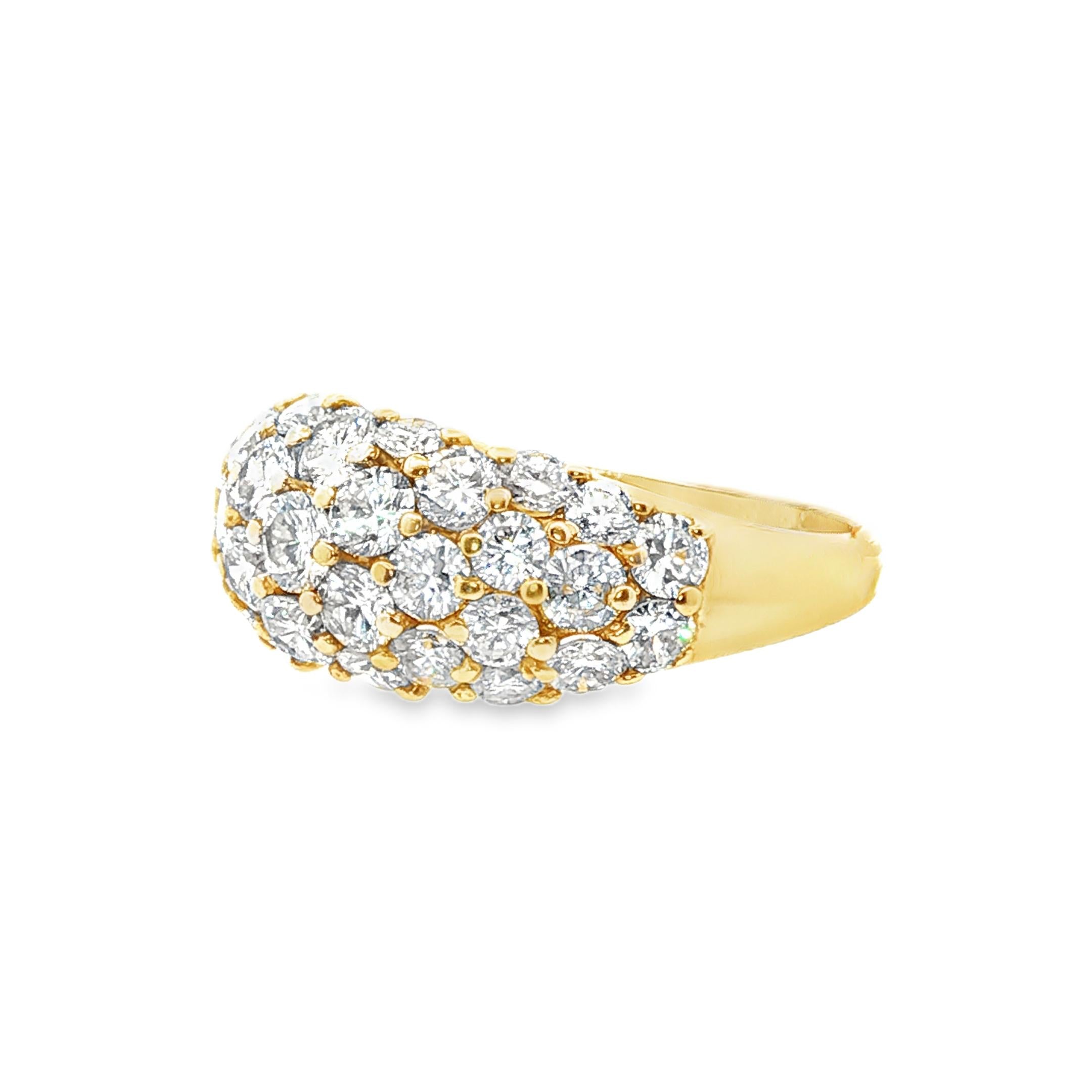 Vintage Diamond Dome Ring in 18K Yellow Gold, 3.50 Carats