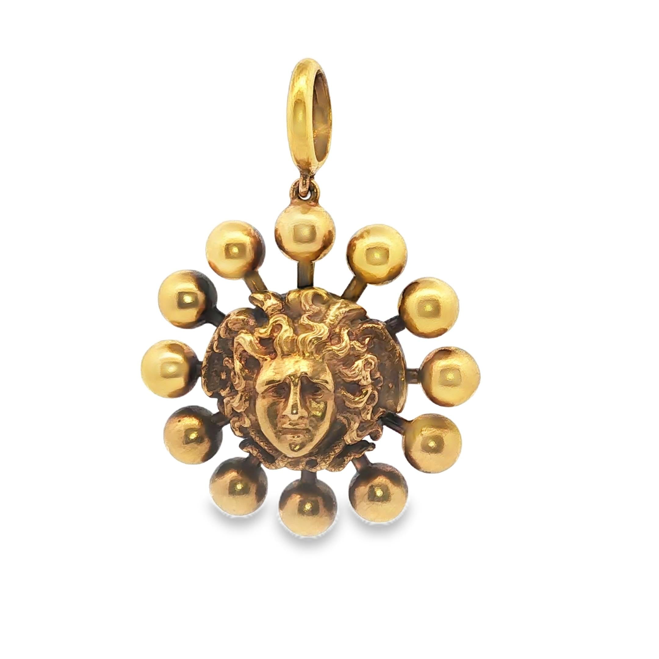 A Medusa Pendant by Ernesto Pierret in 14K Yellow Gold and Silver