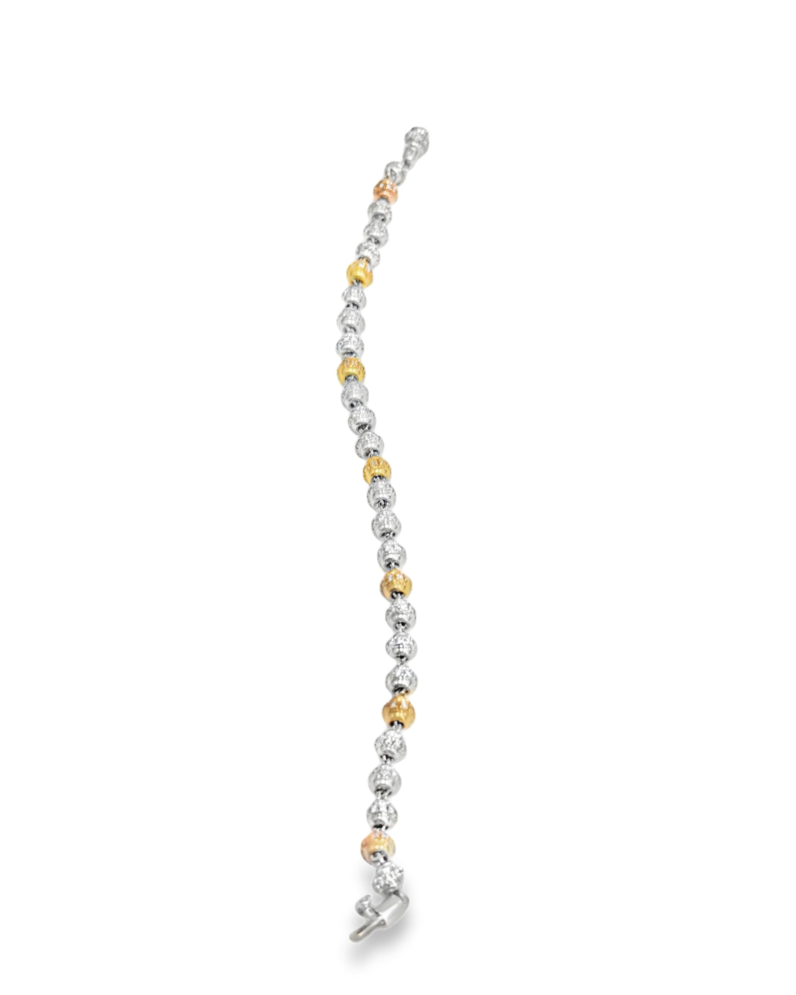 Favaro Diamond Bead Bracelet in 18K Yellow and White Gold
