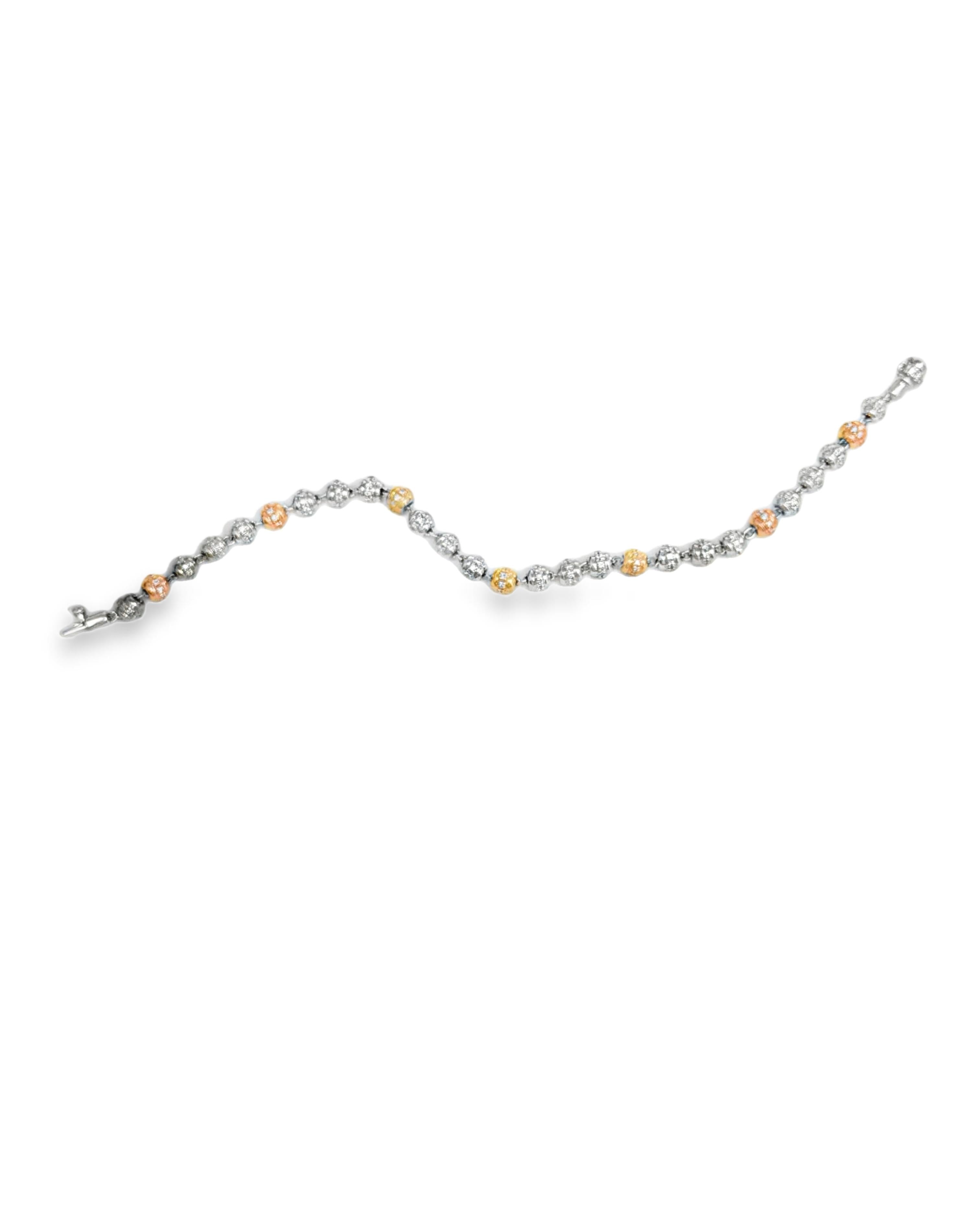 Favaro Diamond Bead Bracelet in 18K Yellow and White Gold