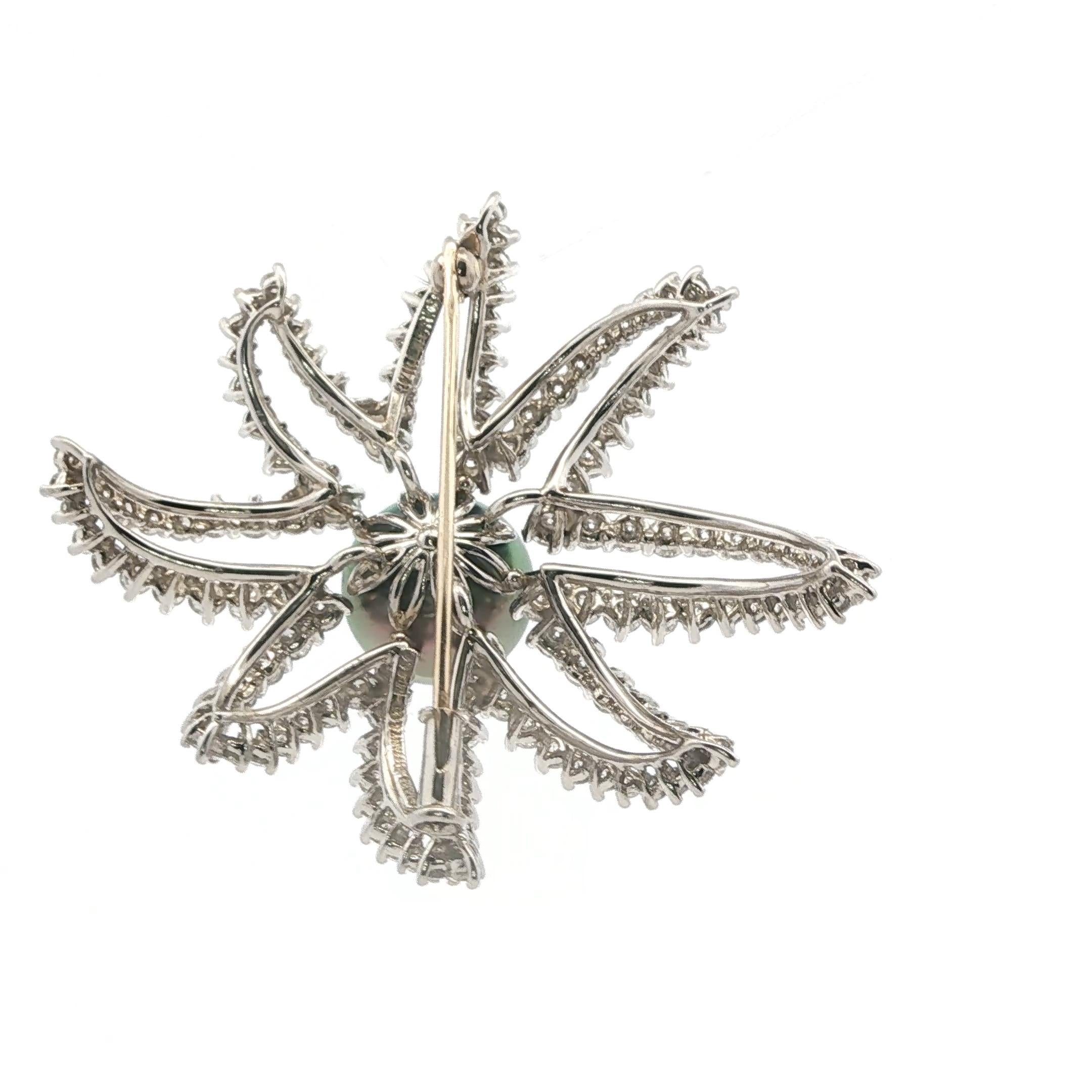 Tiffany & Co. ‘Fireworks’ Diamond and Pearl Brooch in Platinum