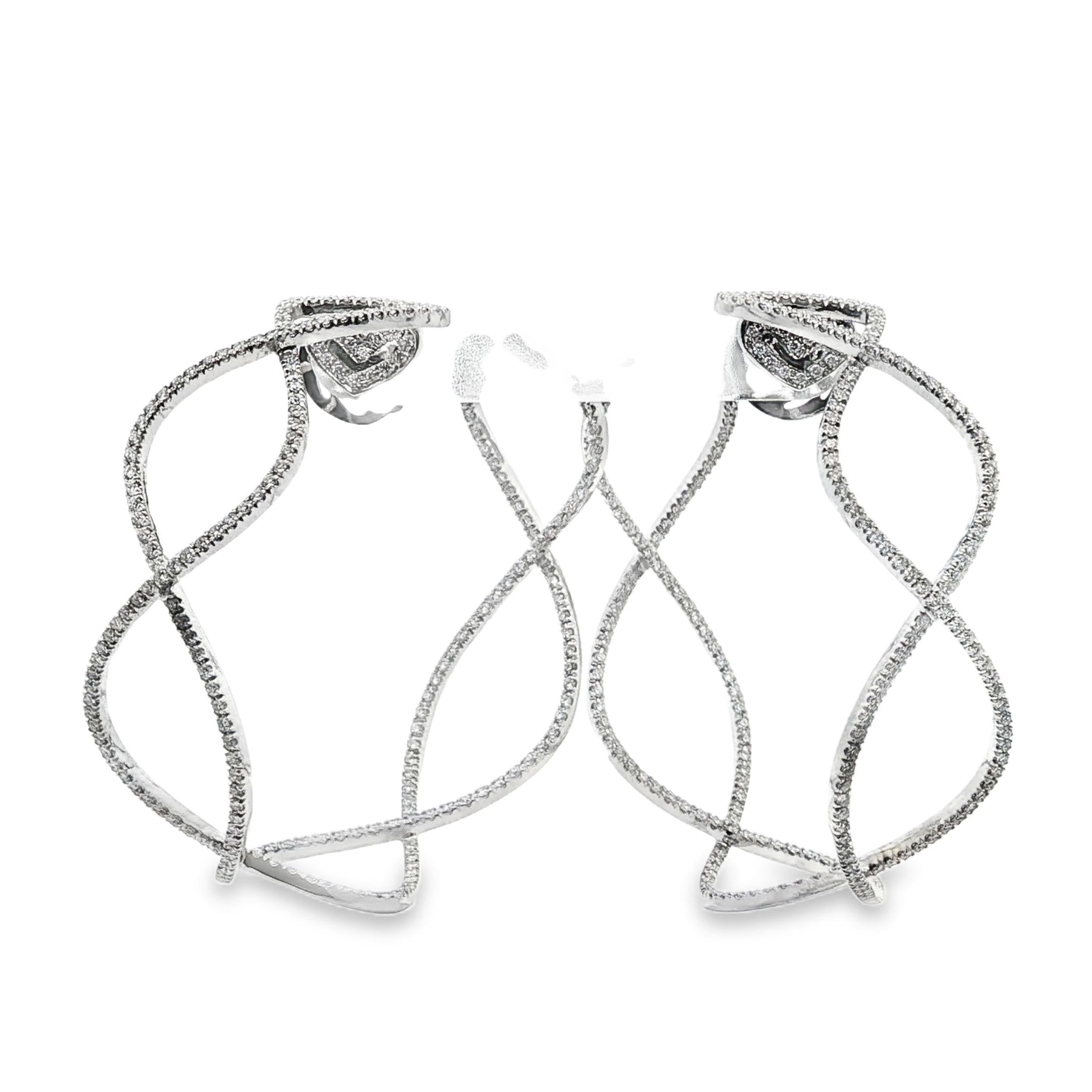 Interlaced Light: Diamond Hoop Earrings in 18K White Gold