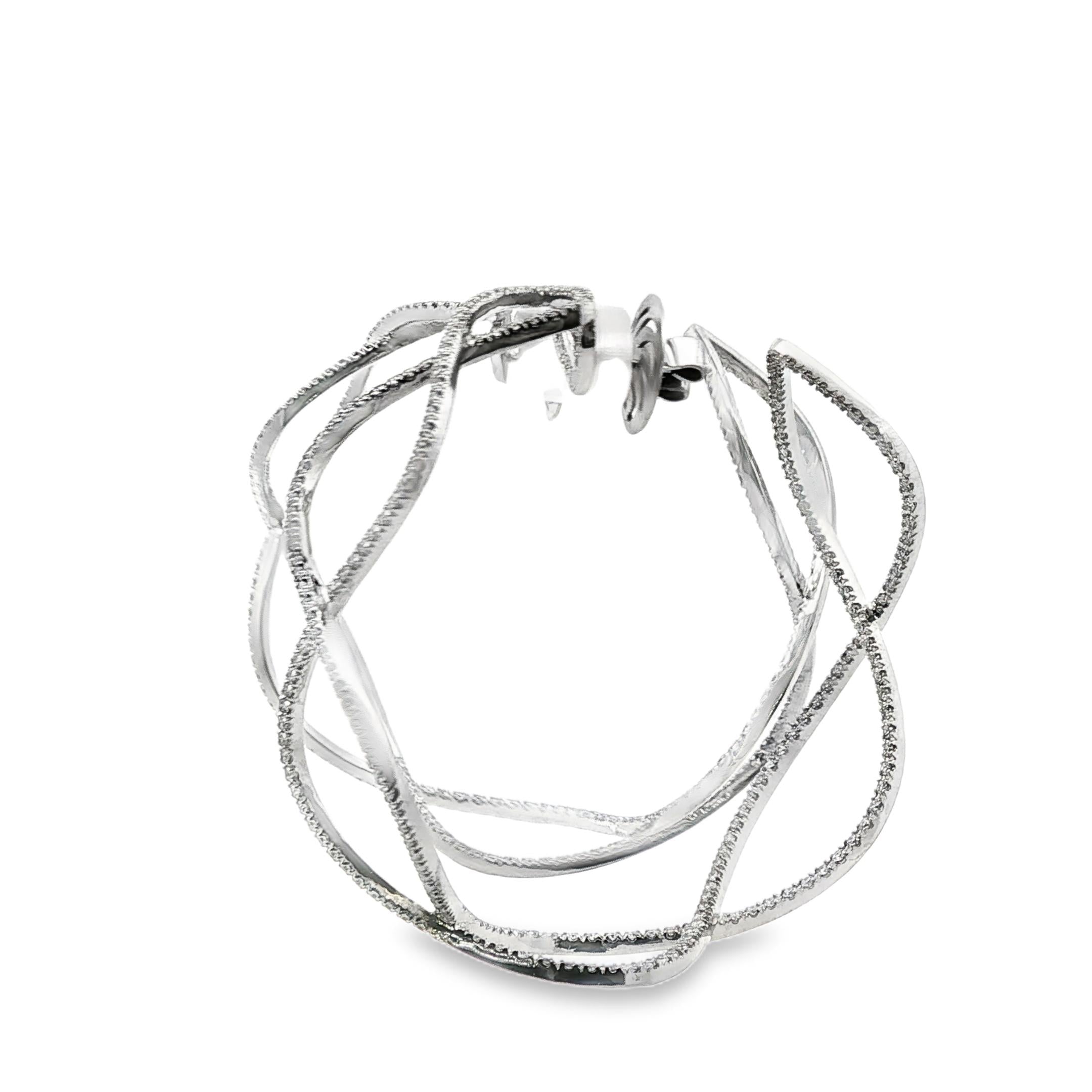 Interlaced Light: Diamond Hoop Earrings in 18K White Gold