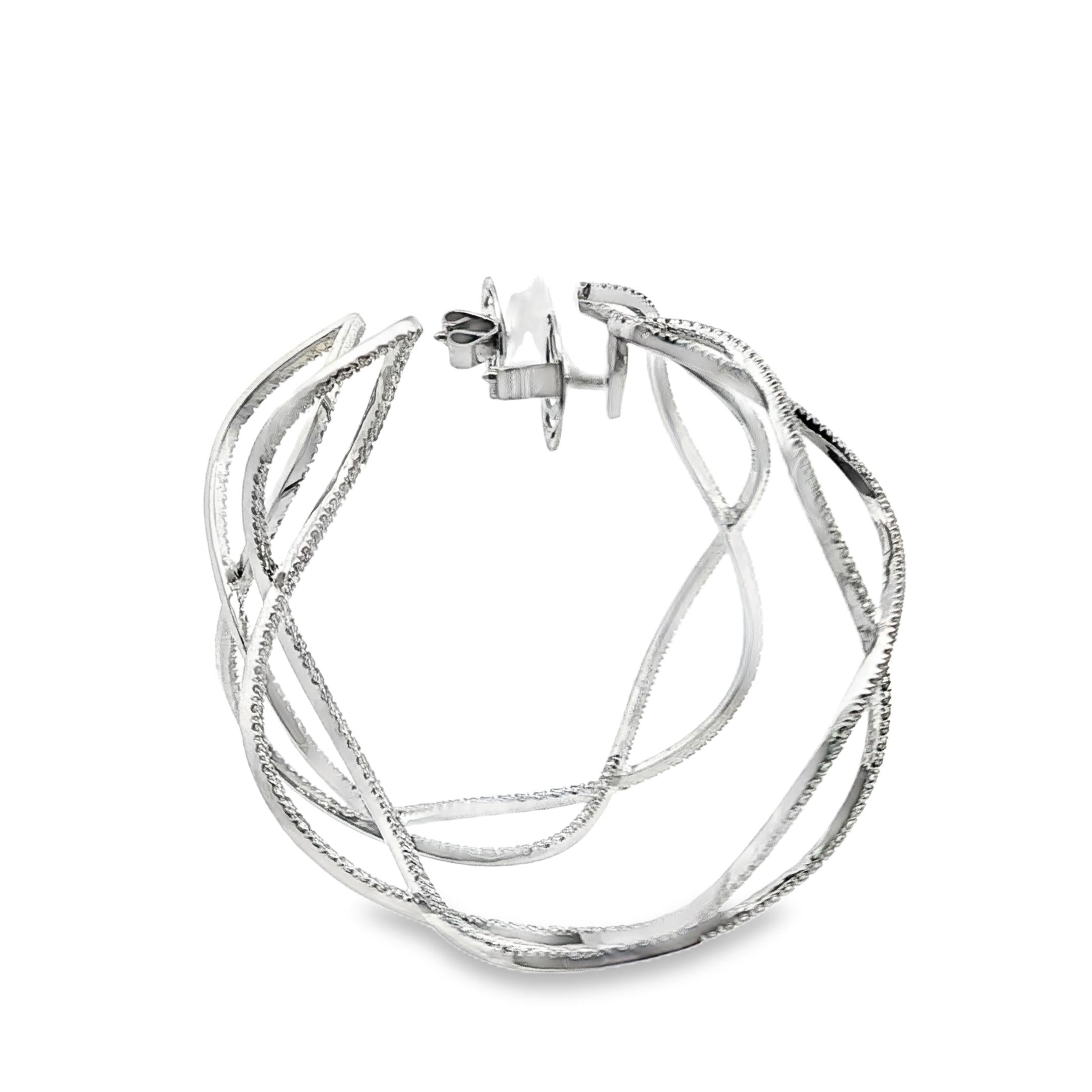 Interlaced Light: Diamond Hoop Earrings in 18K White Gold