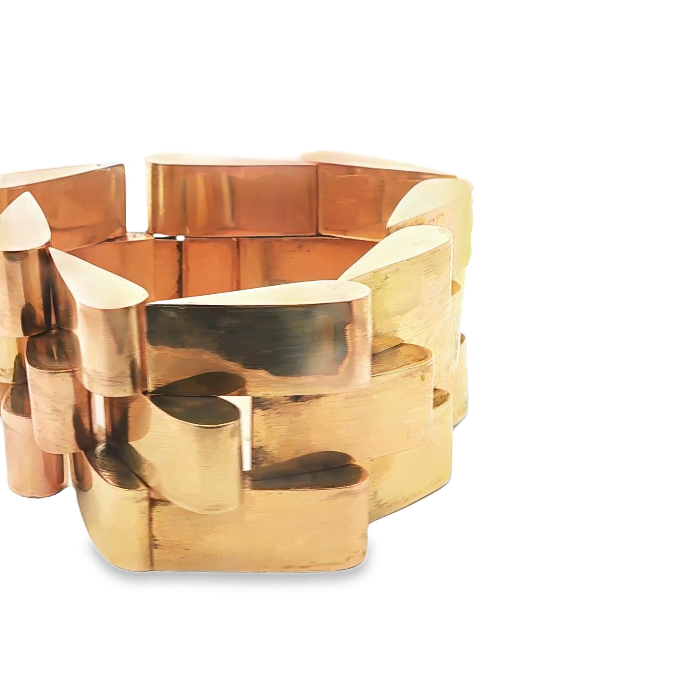 18K Gold Large Retro Tank Bracelet 162grs