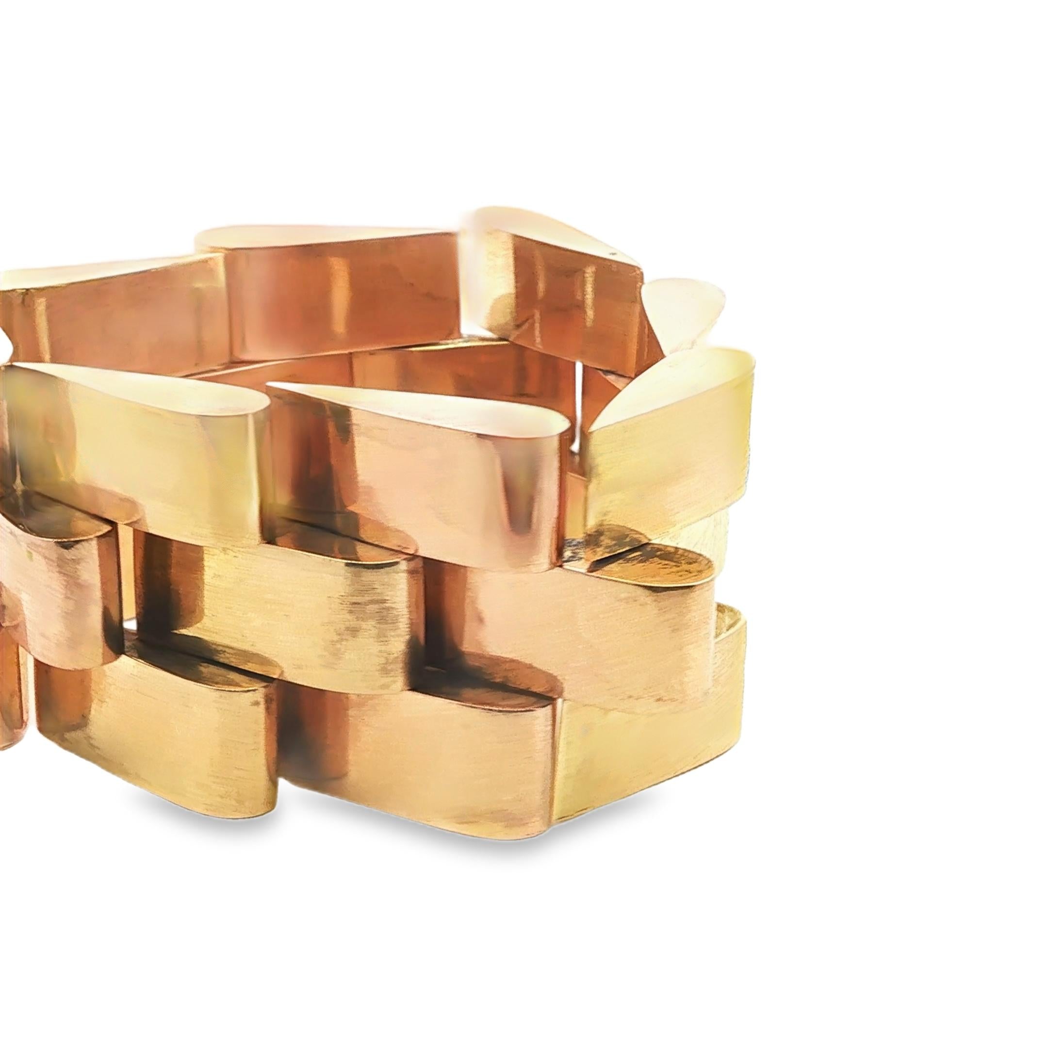 18K Gold Large Retro Tank Bracelet 162grs