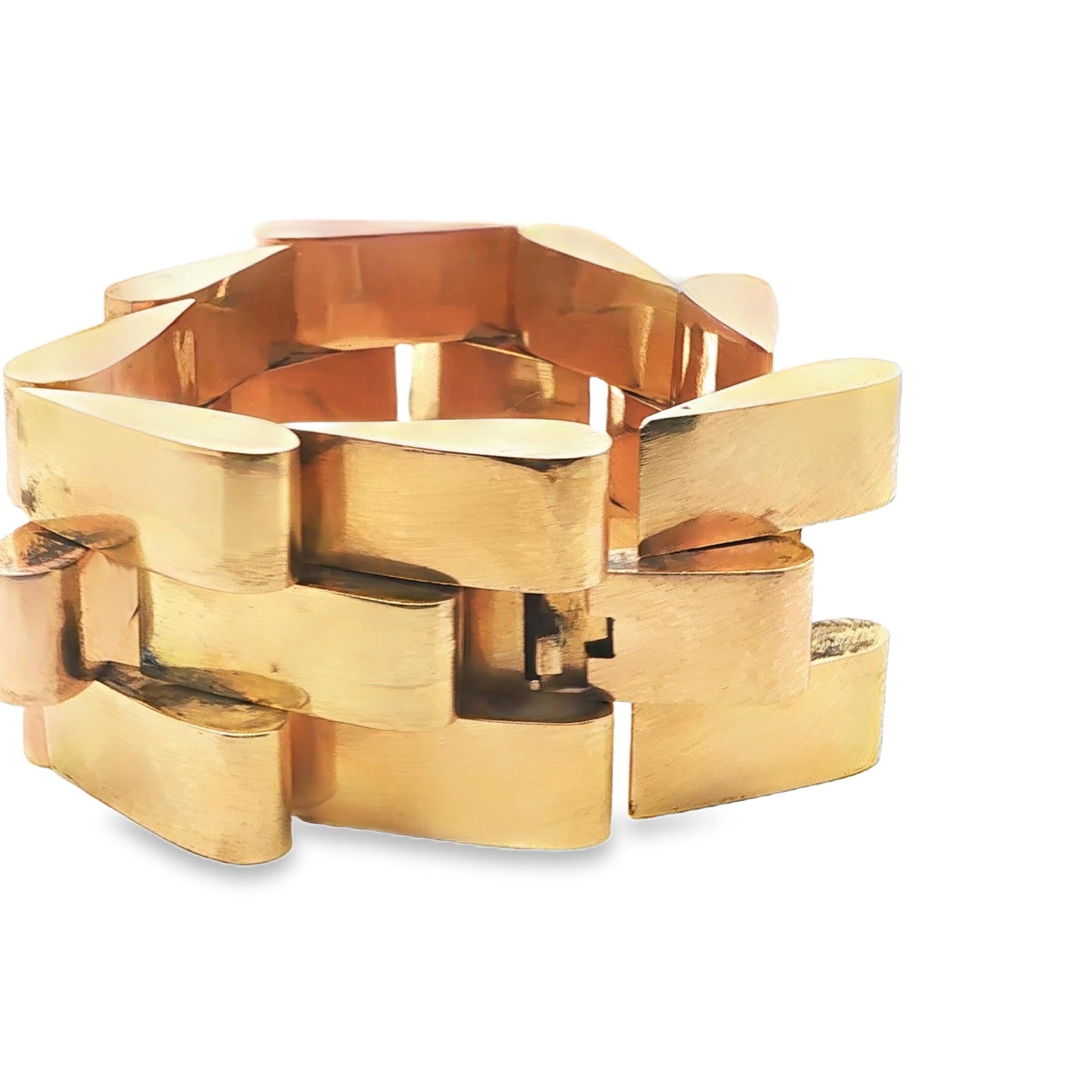 18K Gold Large Retro Tank Bracelet 162grs