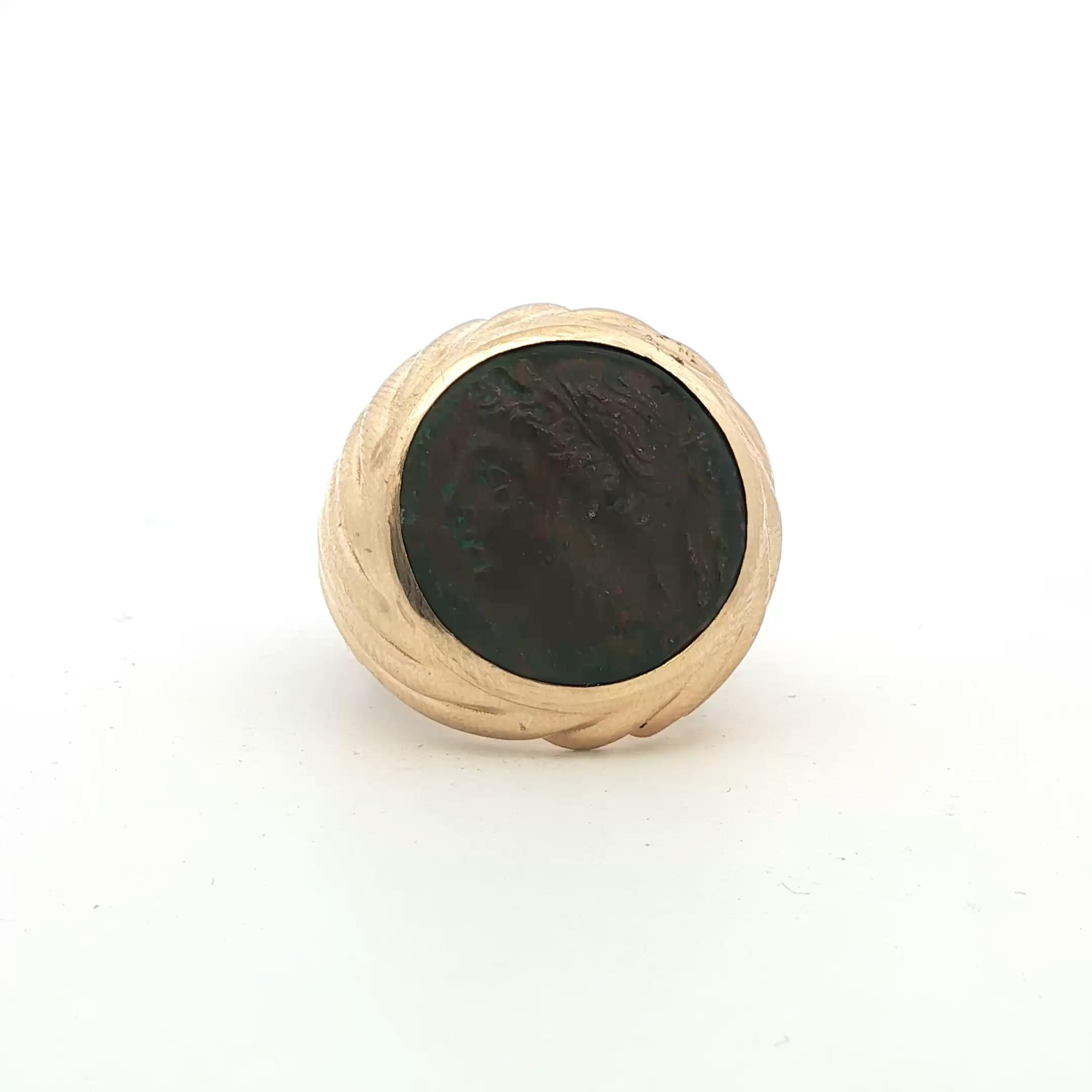 Large Bulgari Monete Gens Cipia Coin Ring in Gold, 1970s