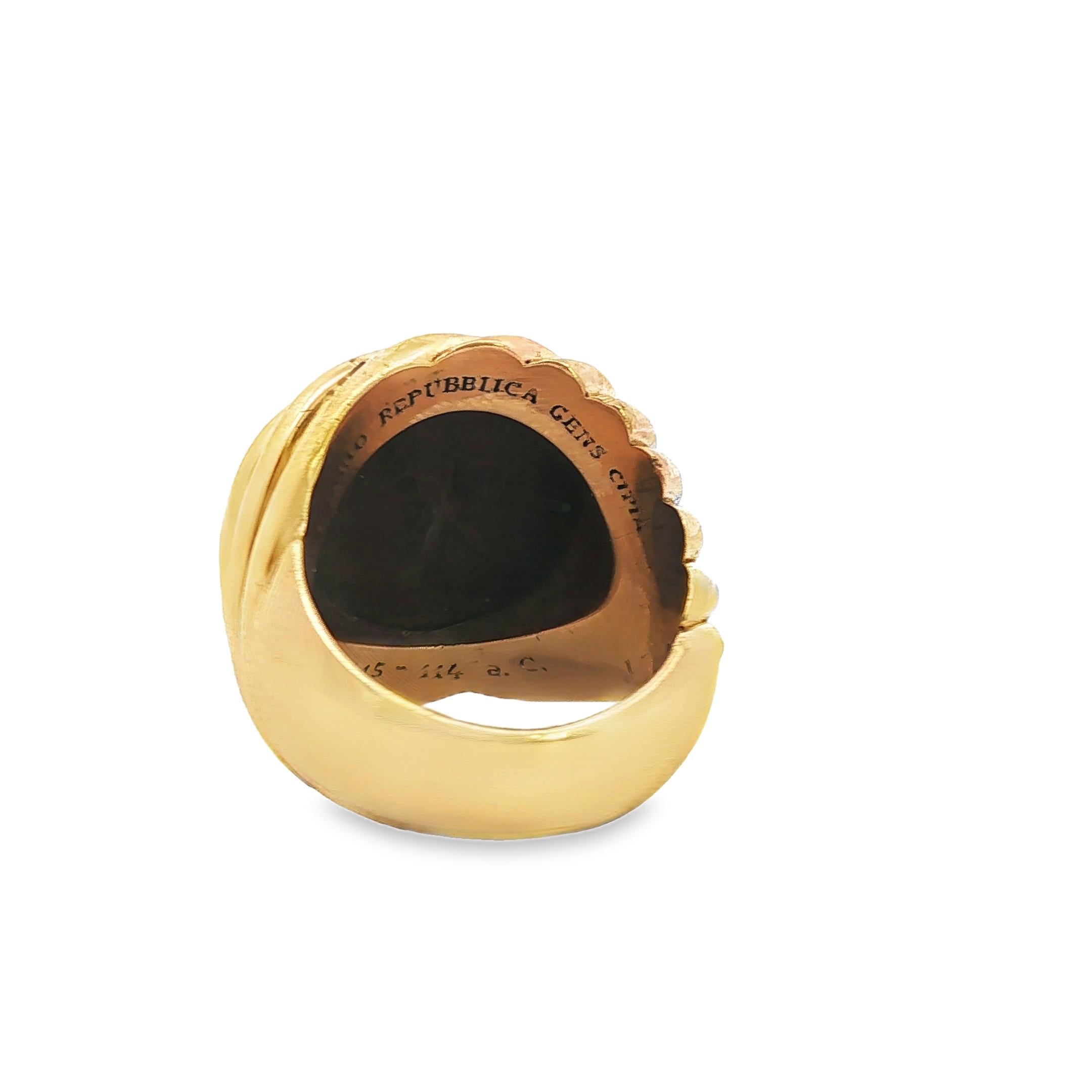Large Bulgari Monete Gens Cipia Coin Ring in Gold, 1970s
