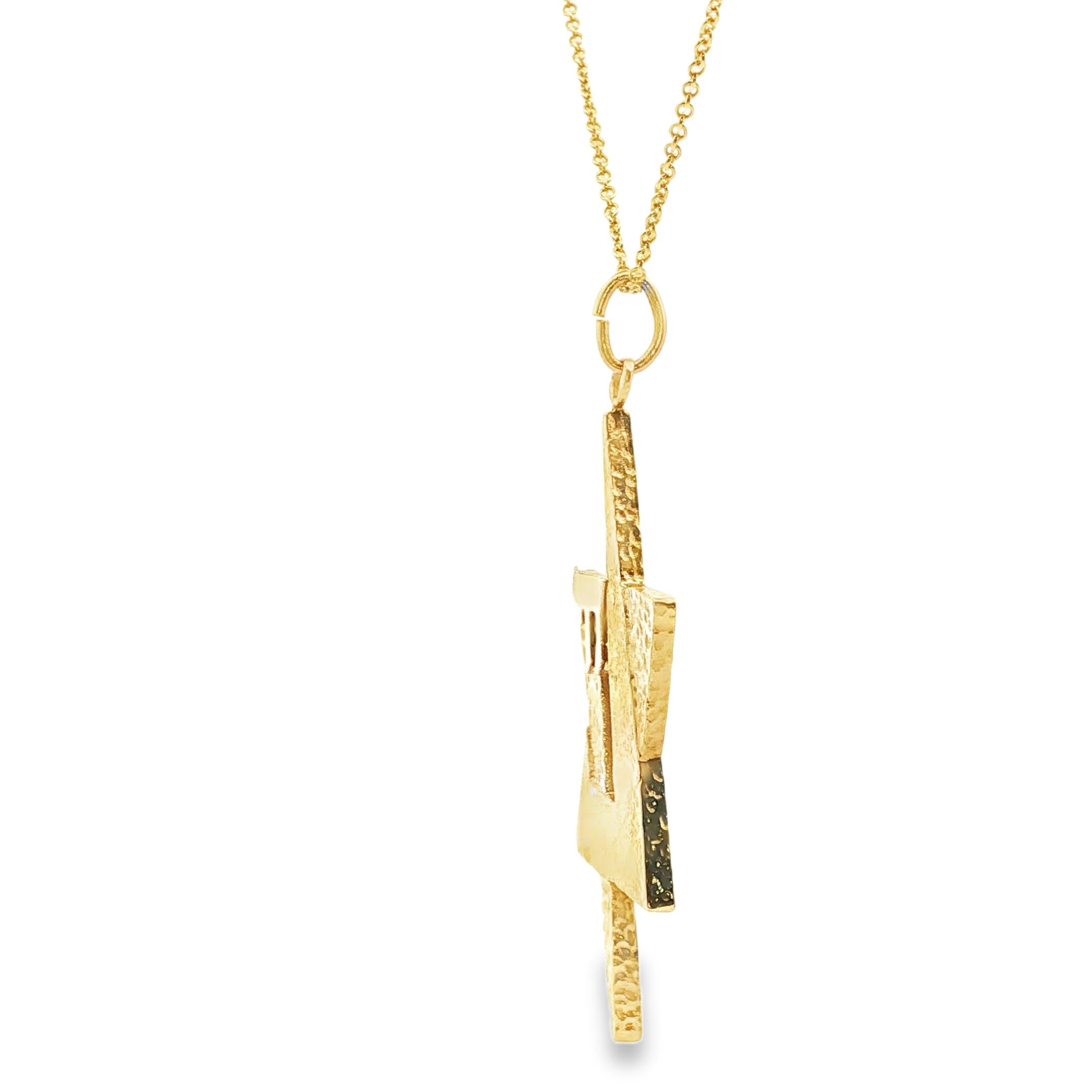 Brutalist ‘Hai’ Magen David Pendant in 14k Gold, c. 1970s