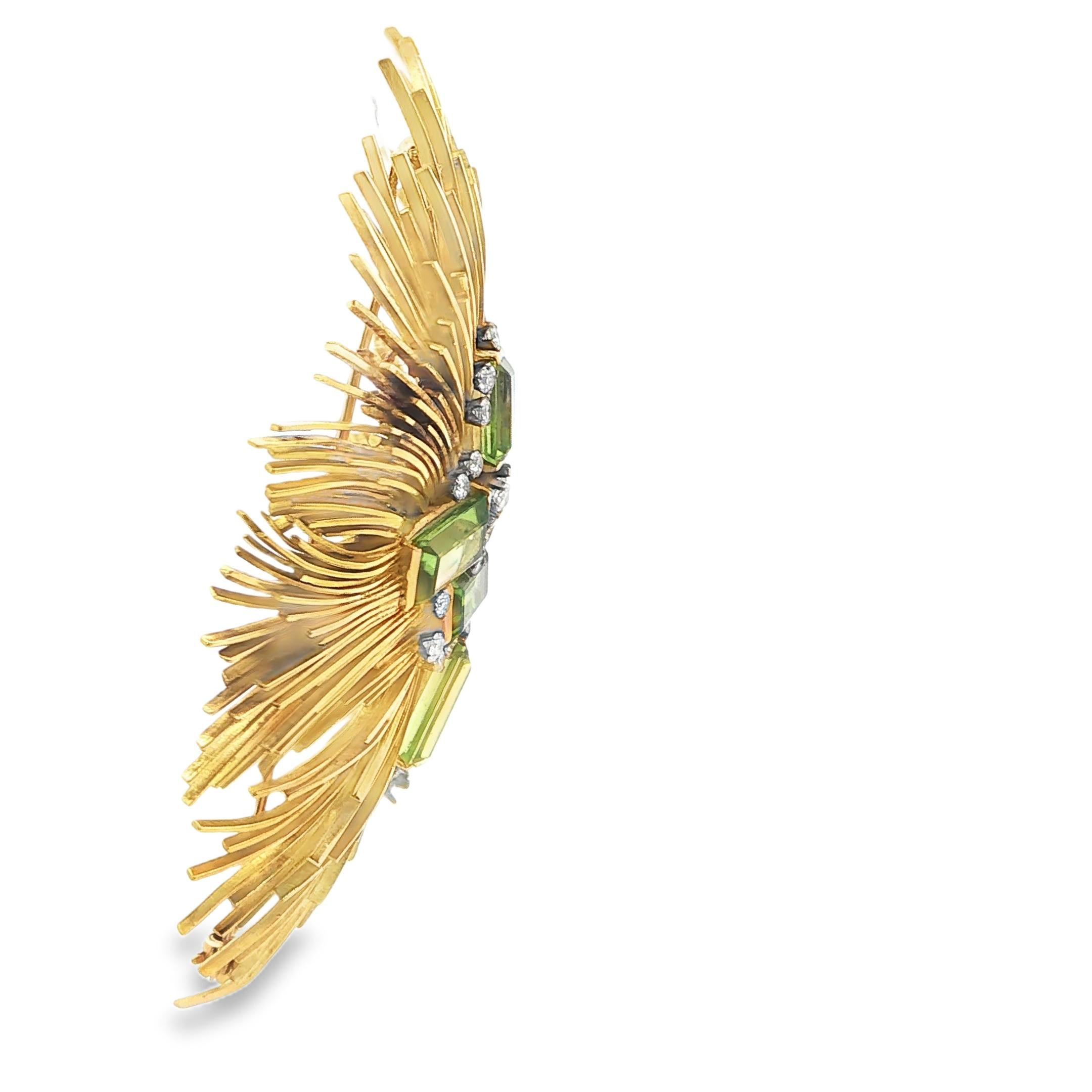 David A. Thomas Peridot & Diamond Spray Brooch, England, 1969