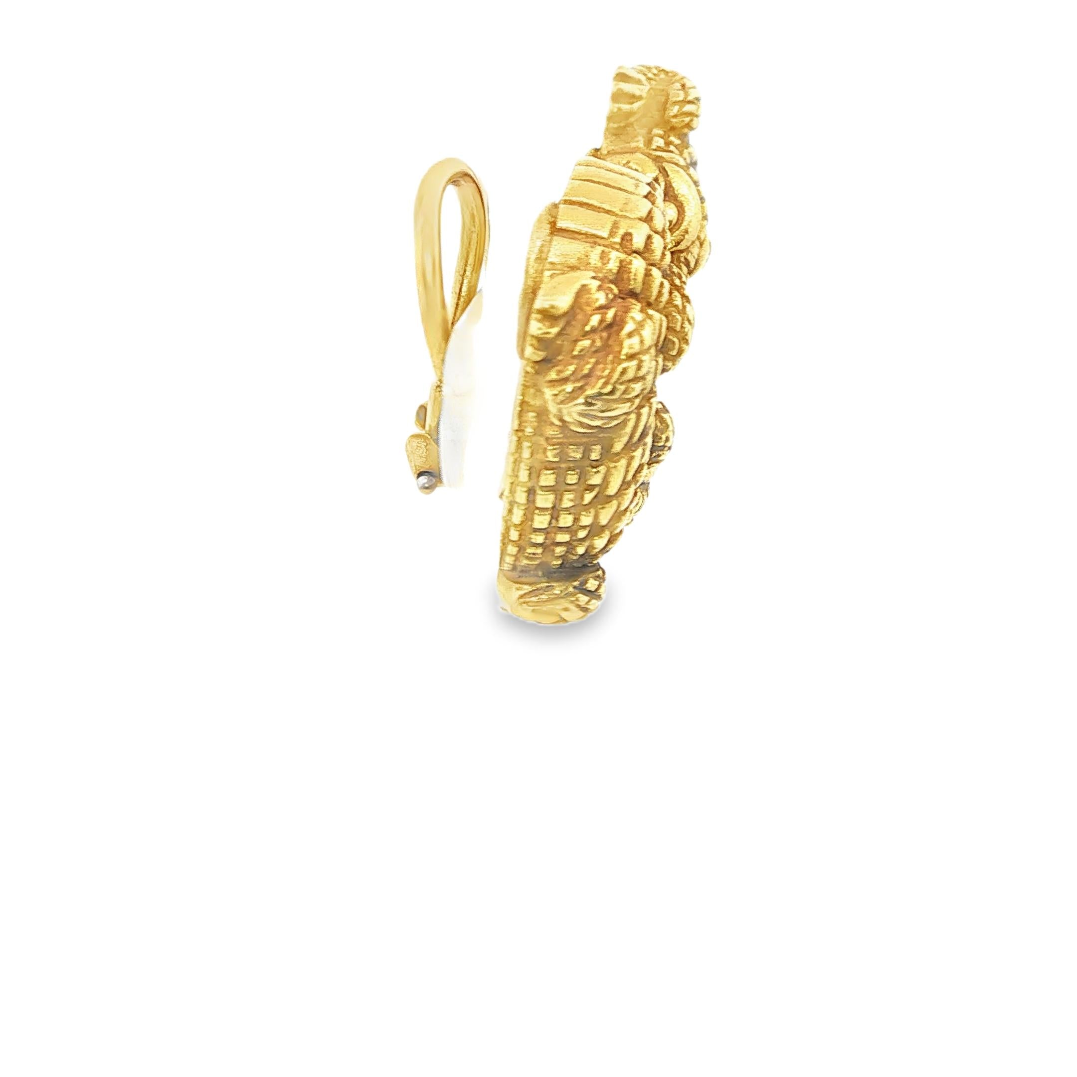 18K Gold Keiselstein Cord Alligator Earrings