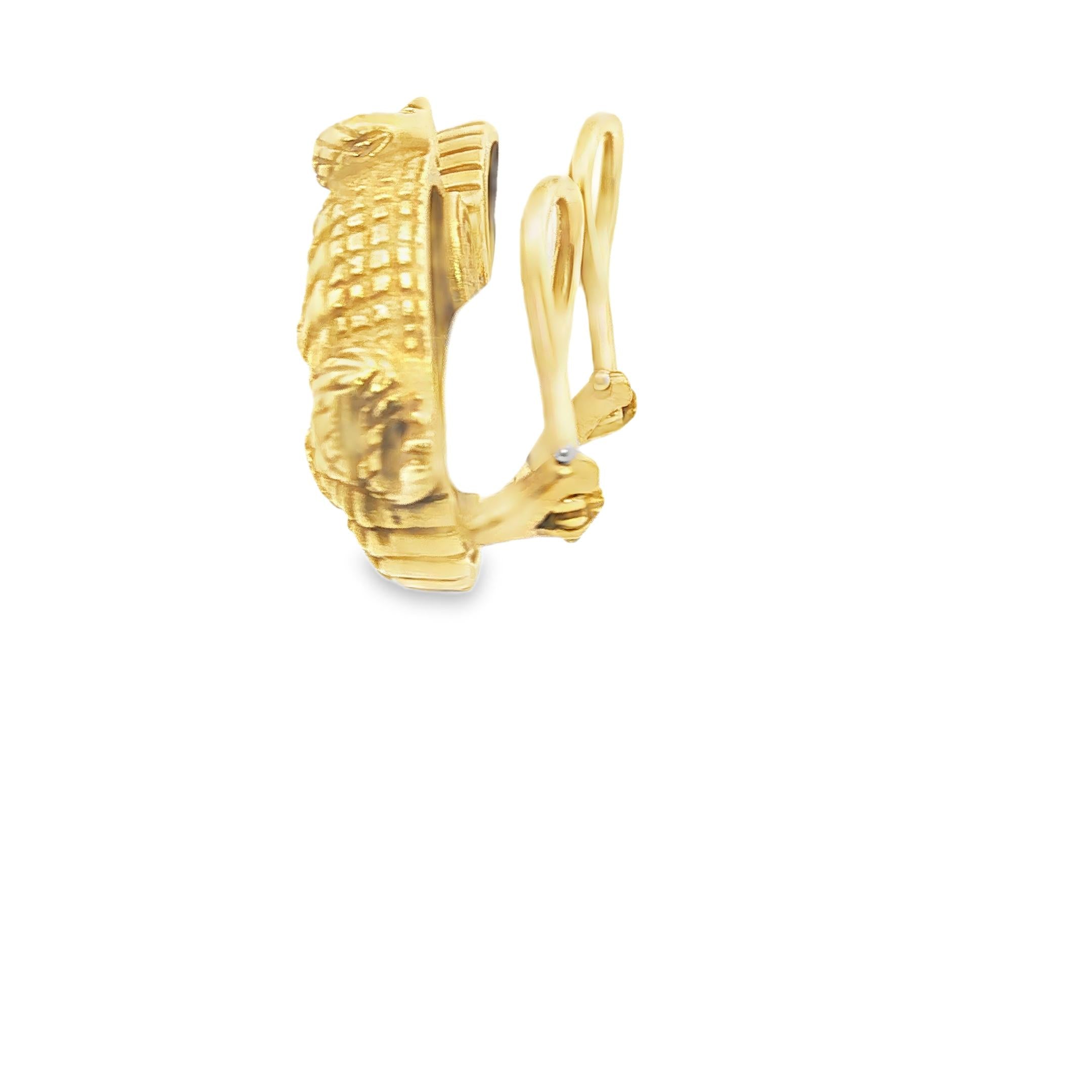 18K Gold Keiselstein Cord Alligator Earrings