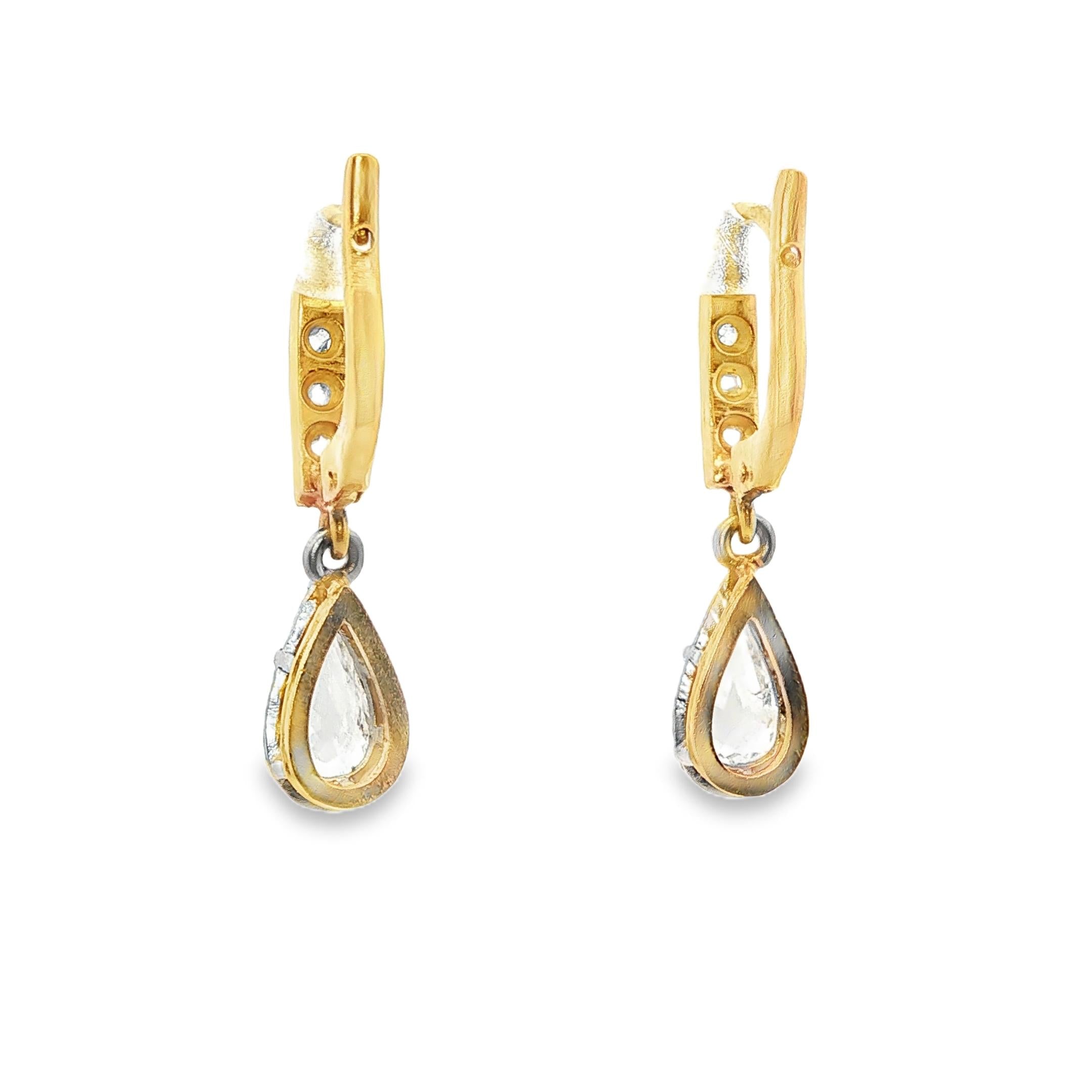 Antique Pear-Shaped Diamond Drop Earrings