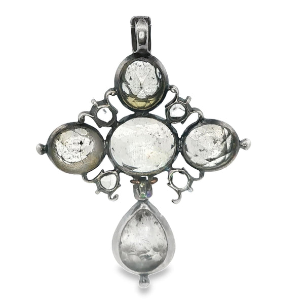 Georgian Rose-Cut Diamond Cross Pendant in Silver, 18th Century