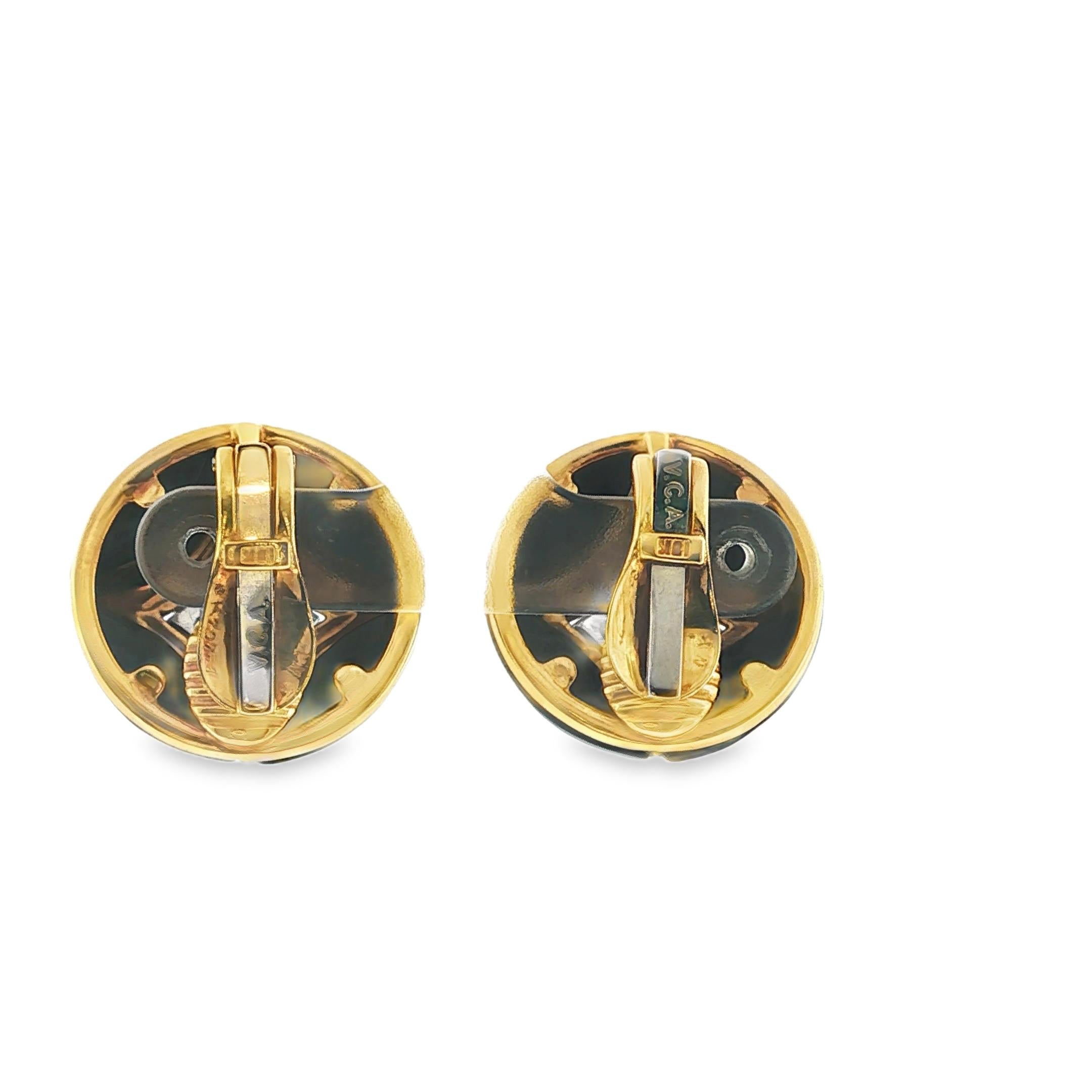 18K Gold Van Cleef & Arpels Onyx and Diamond Earrings