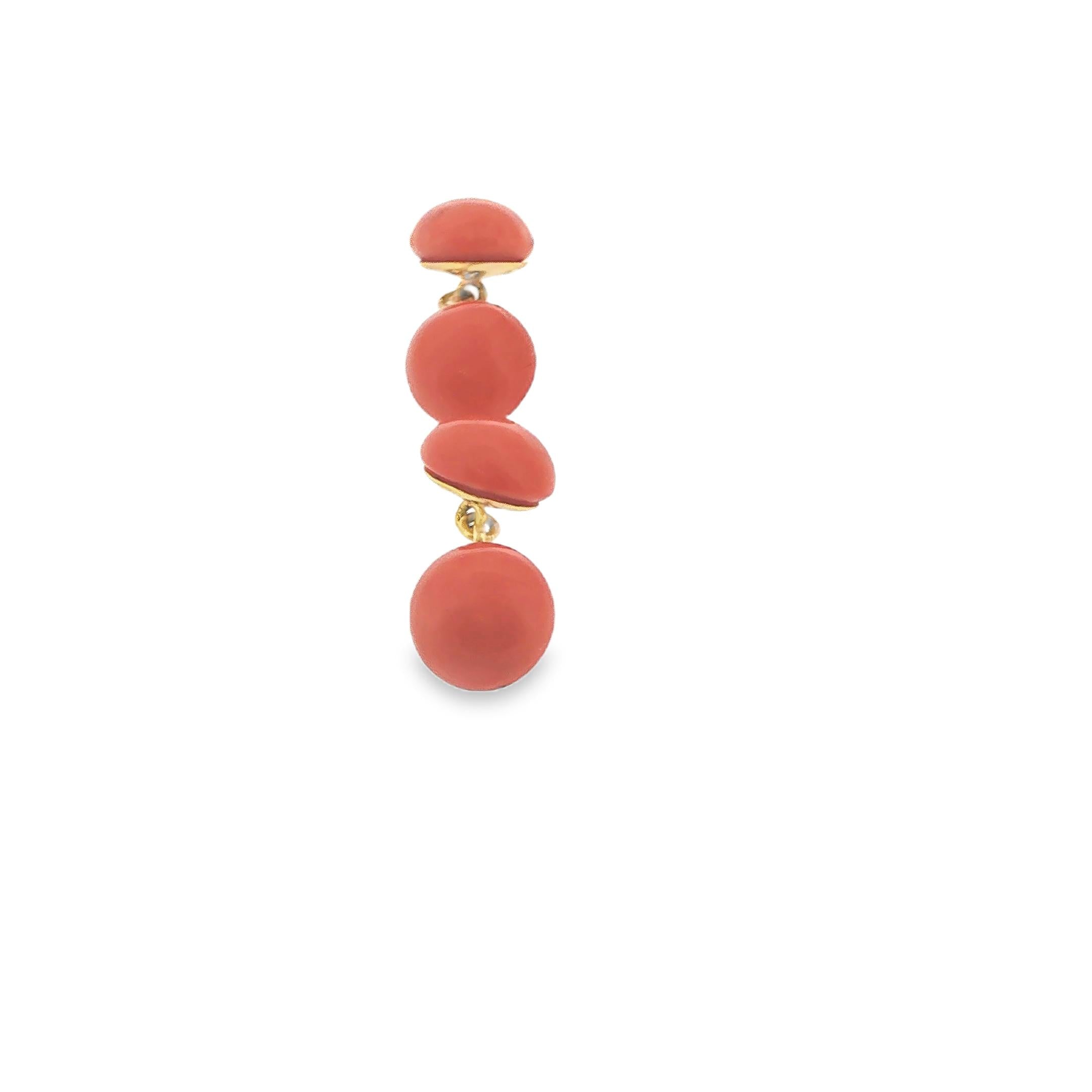 18K Gold Cartier Coral Beads Cufflinks