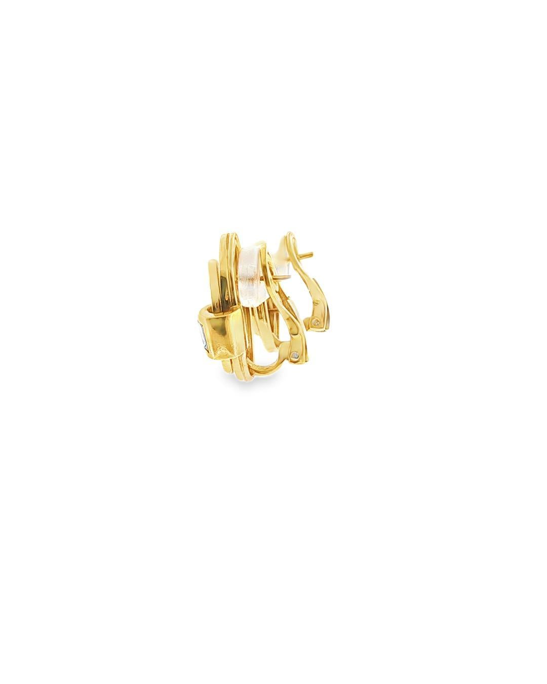 18K Gold Bulgari Elliptic Diamond Earrings