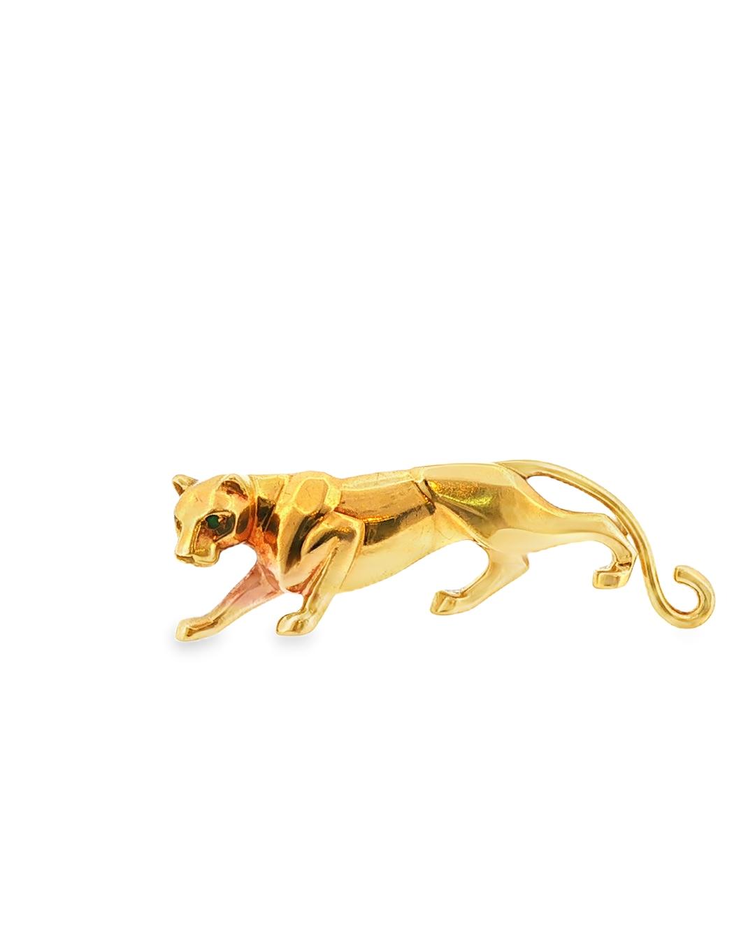 18K Gold Cartier Panthere Emerald Brooch