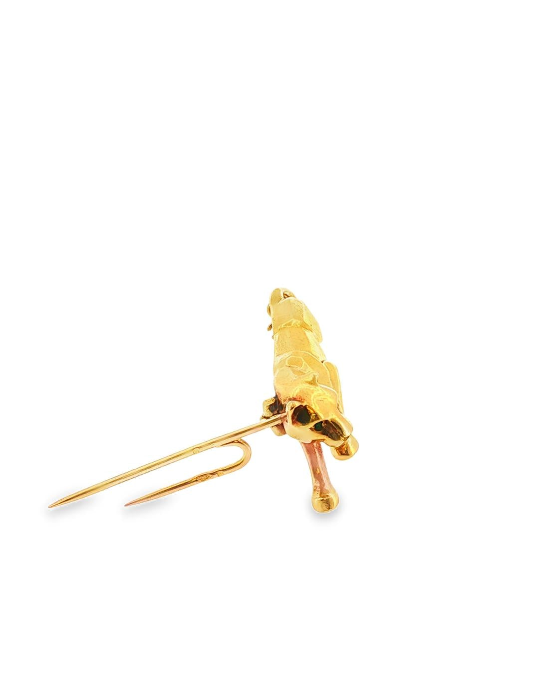18K Gold Cartier Panthere Emerald Brooch