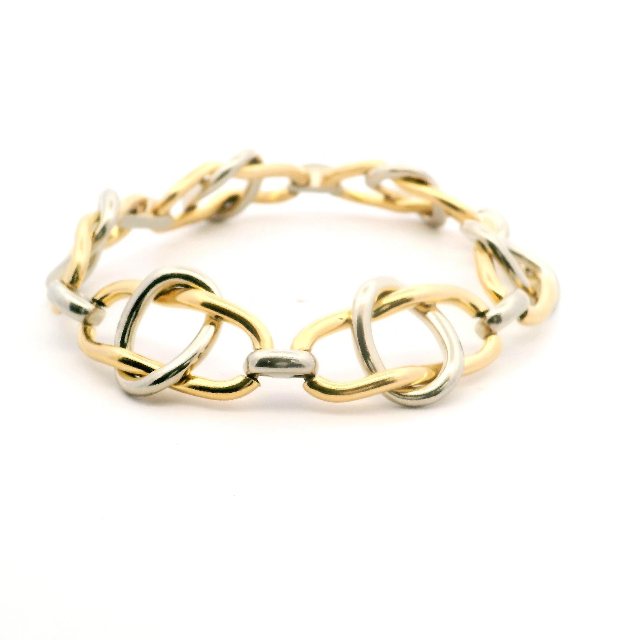 Bulgari 18K White and Yellow Gold Link Bracelet