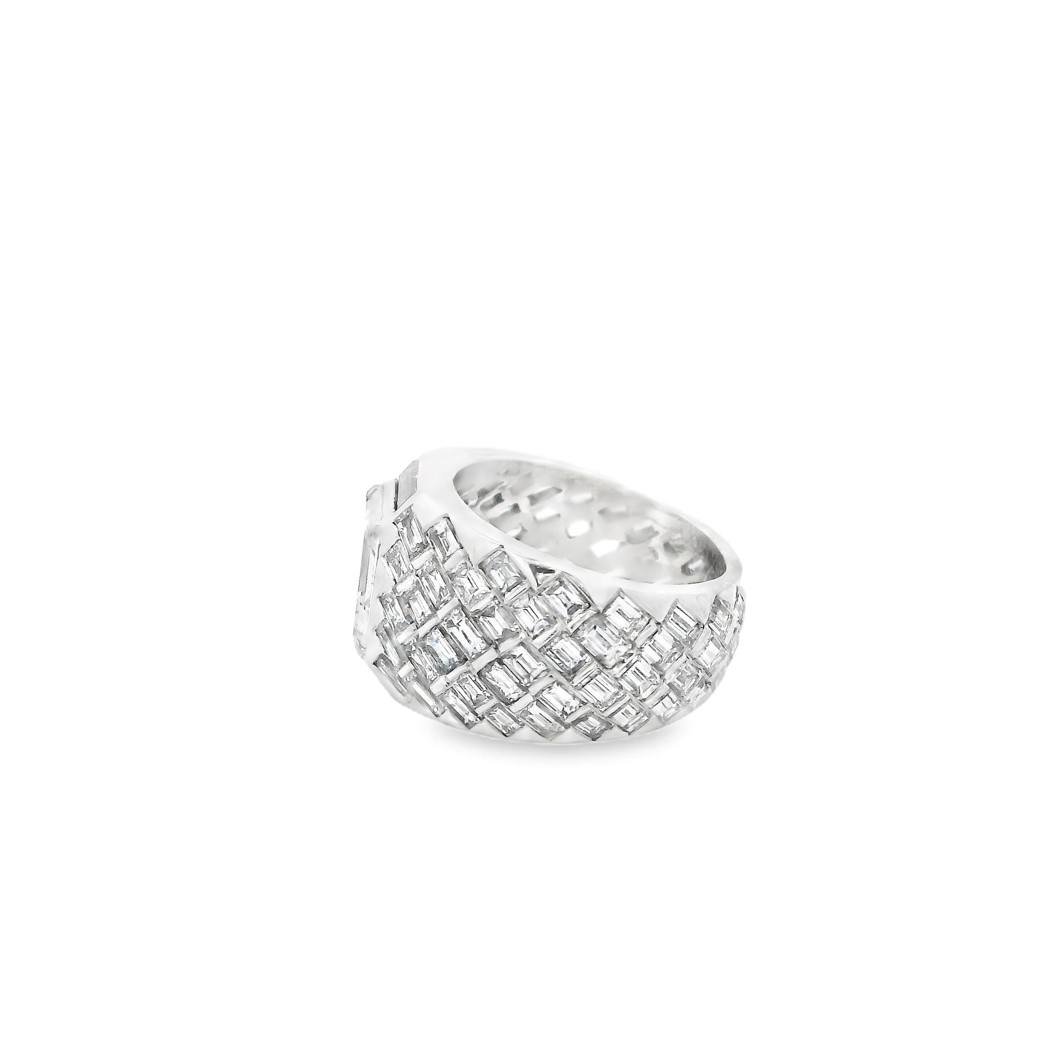 Emerald Cut Diamond and Baguette Diamond Cocktail Ring