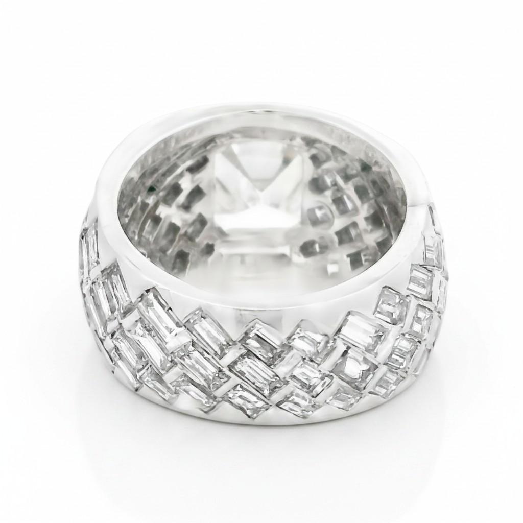 Emerald Cut Diamond and Baguette Diamond Cocktail Ring