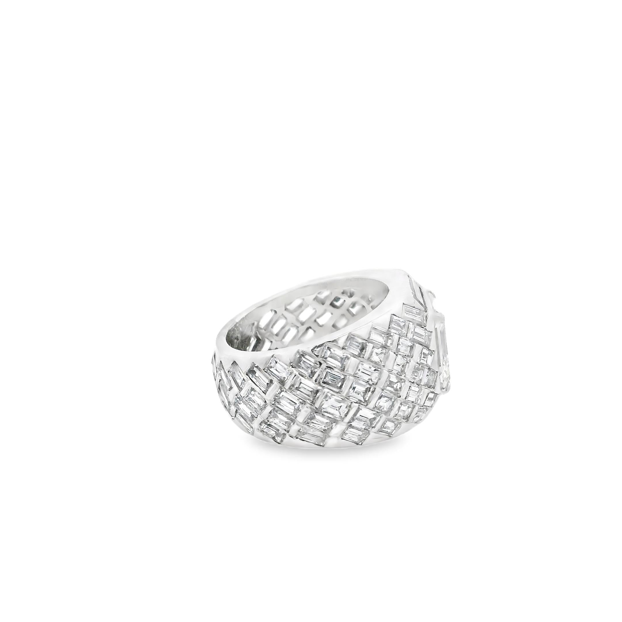 Emerald Cut Diamond and Baguette Diamond Cocktail Ring