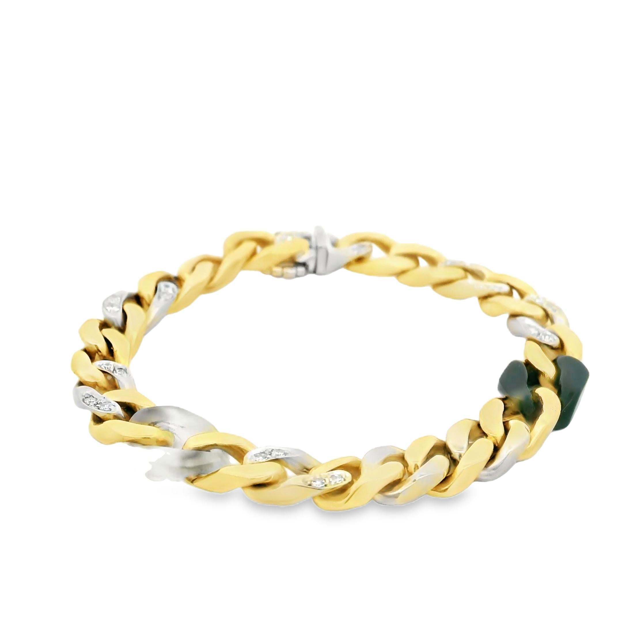 Bulgari Curb Link Bracelet in Gold with Diamond Onyx and Rock Crystal
