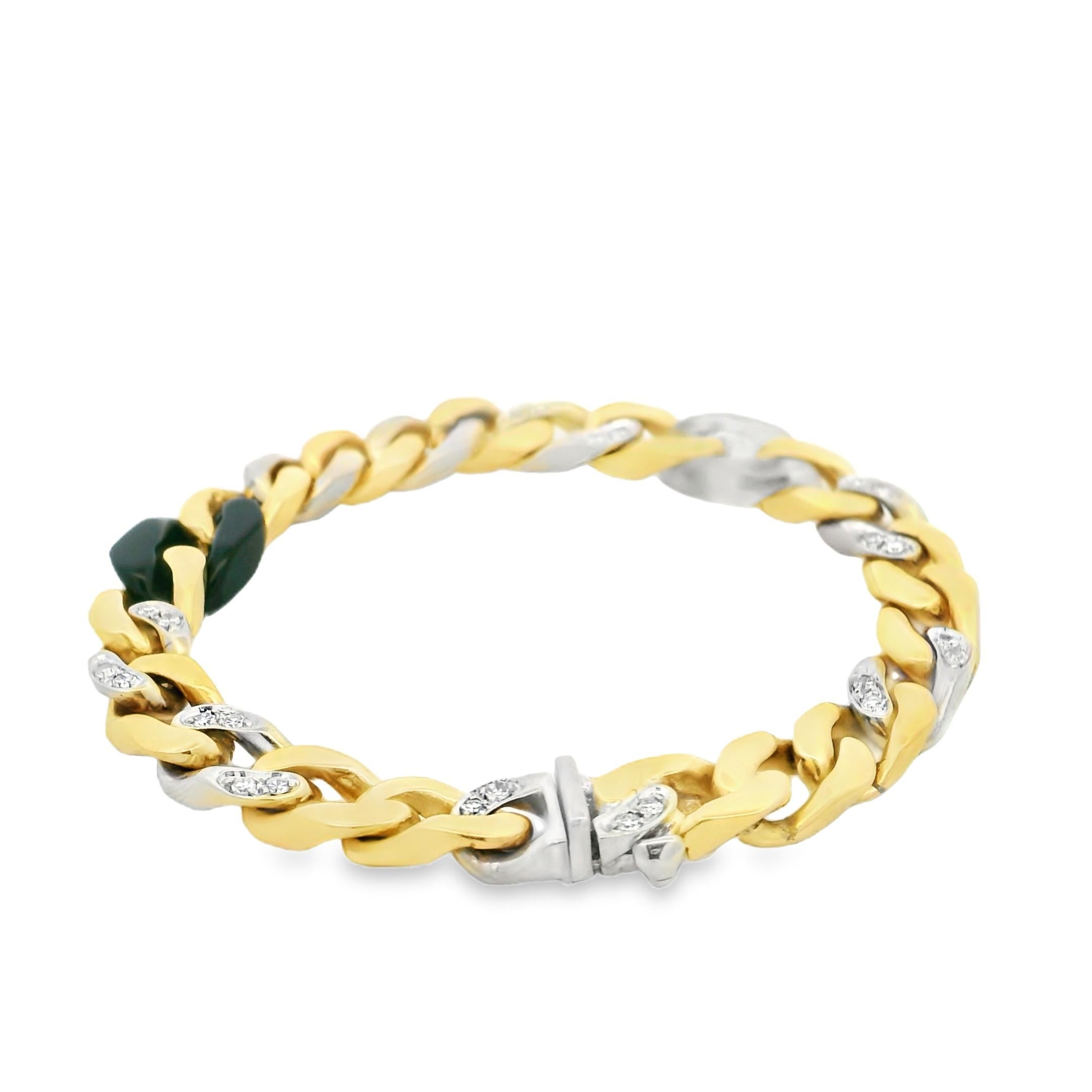 Bulgari Curb Link Bracelet in Gold with Diamond Onyx and Rock Crystal
